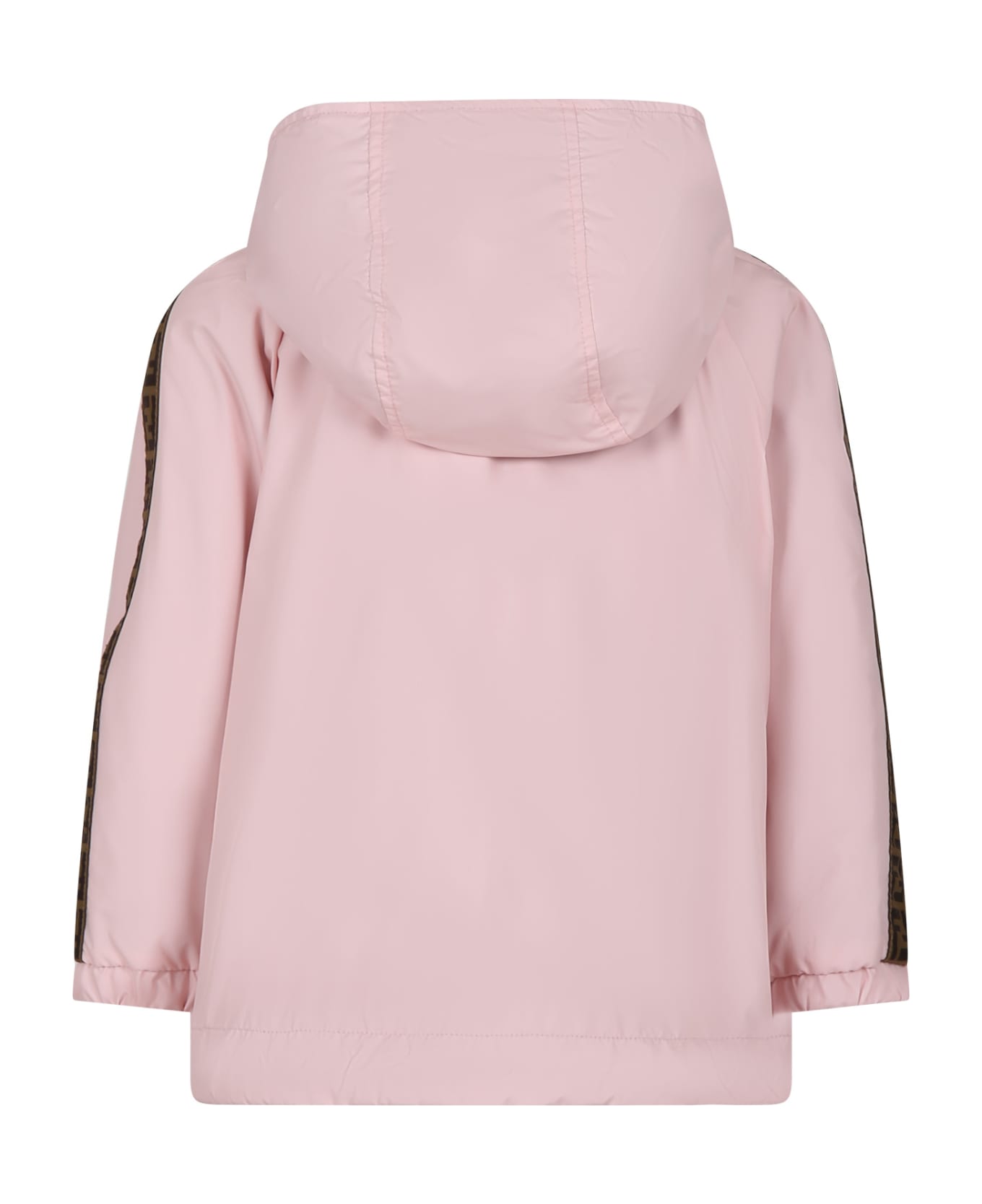 Fendi Reversible Pink Windbreaker For Girl With Iconic Ff - Pink コート＆ジャケット
