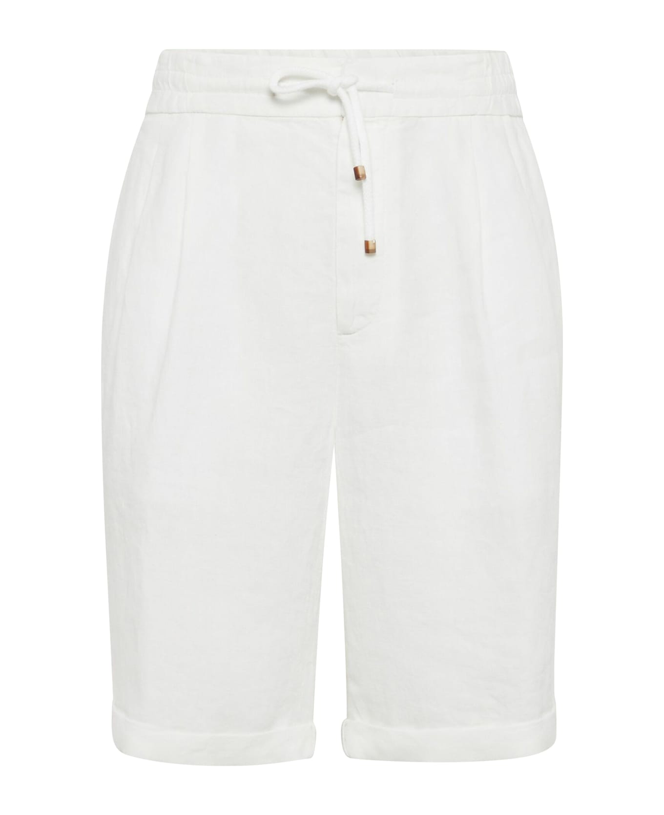 Brunello Cucinelli Garment Dyed Linen Gabardine Bermuda Shorts With Drawstring And Darts - C2200