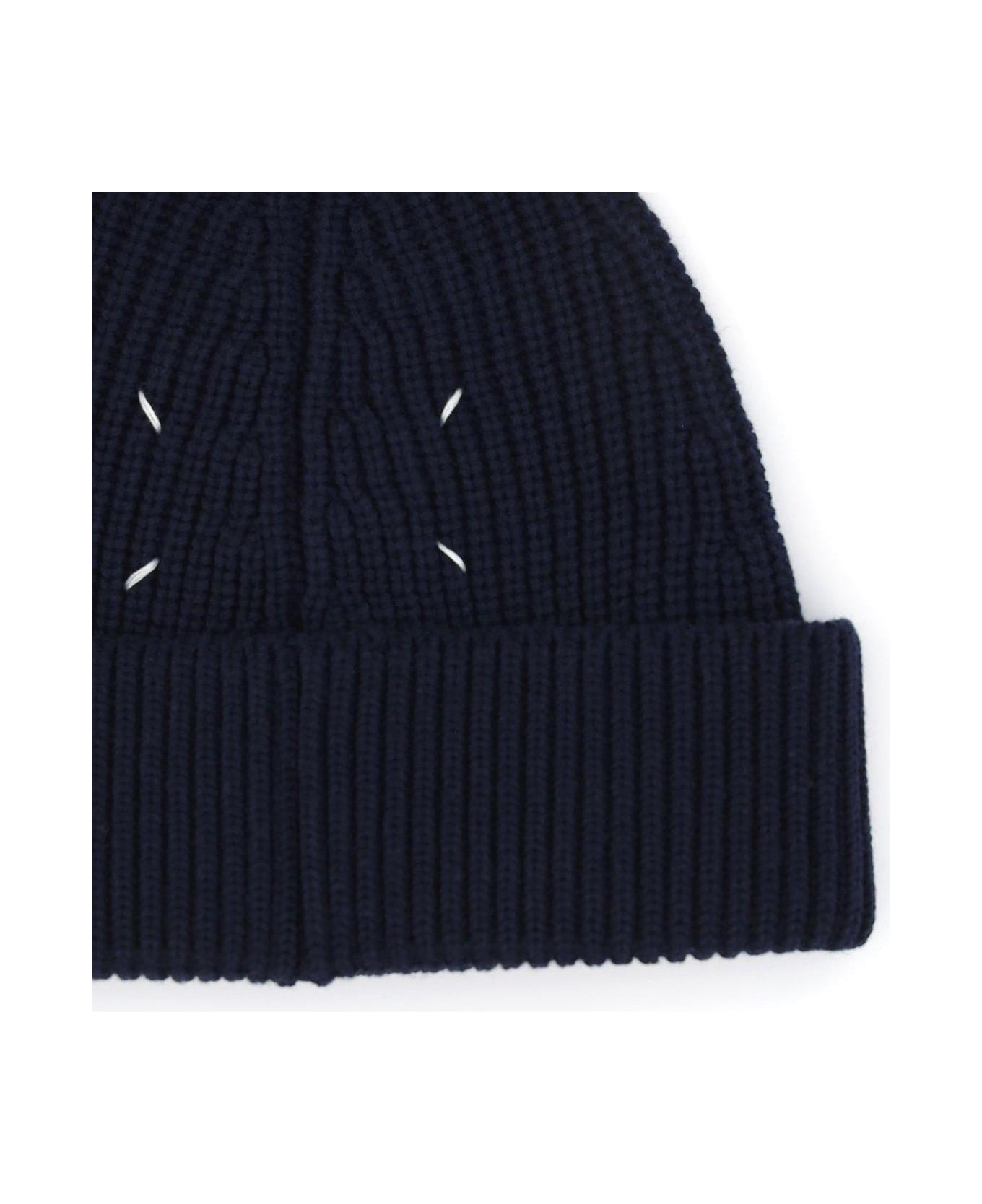 Maison Margiela Four-stitches Knit Beanie - navy 帽子