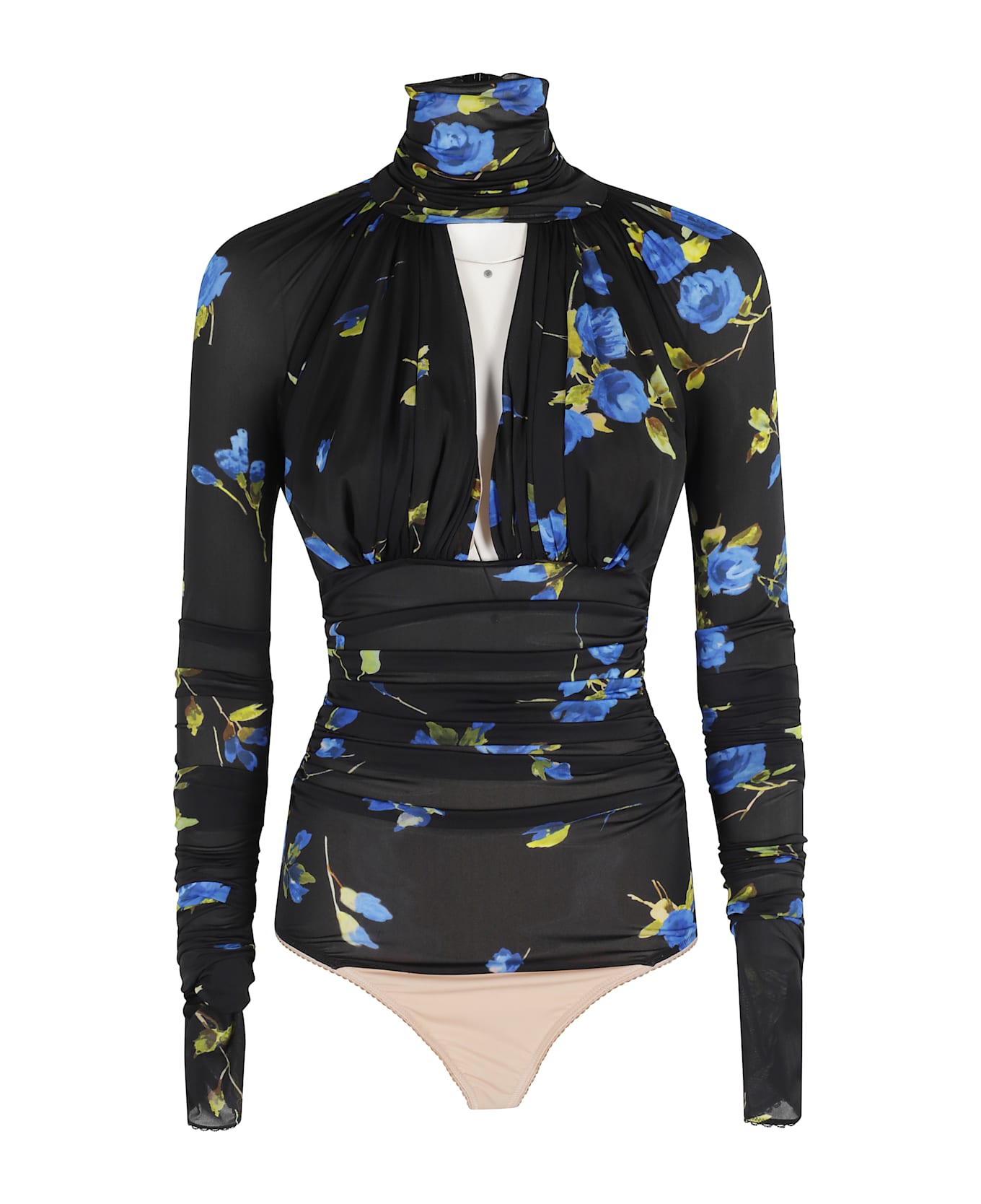 Blumarine Print Jersey Top - Black Blue