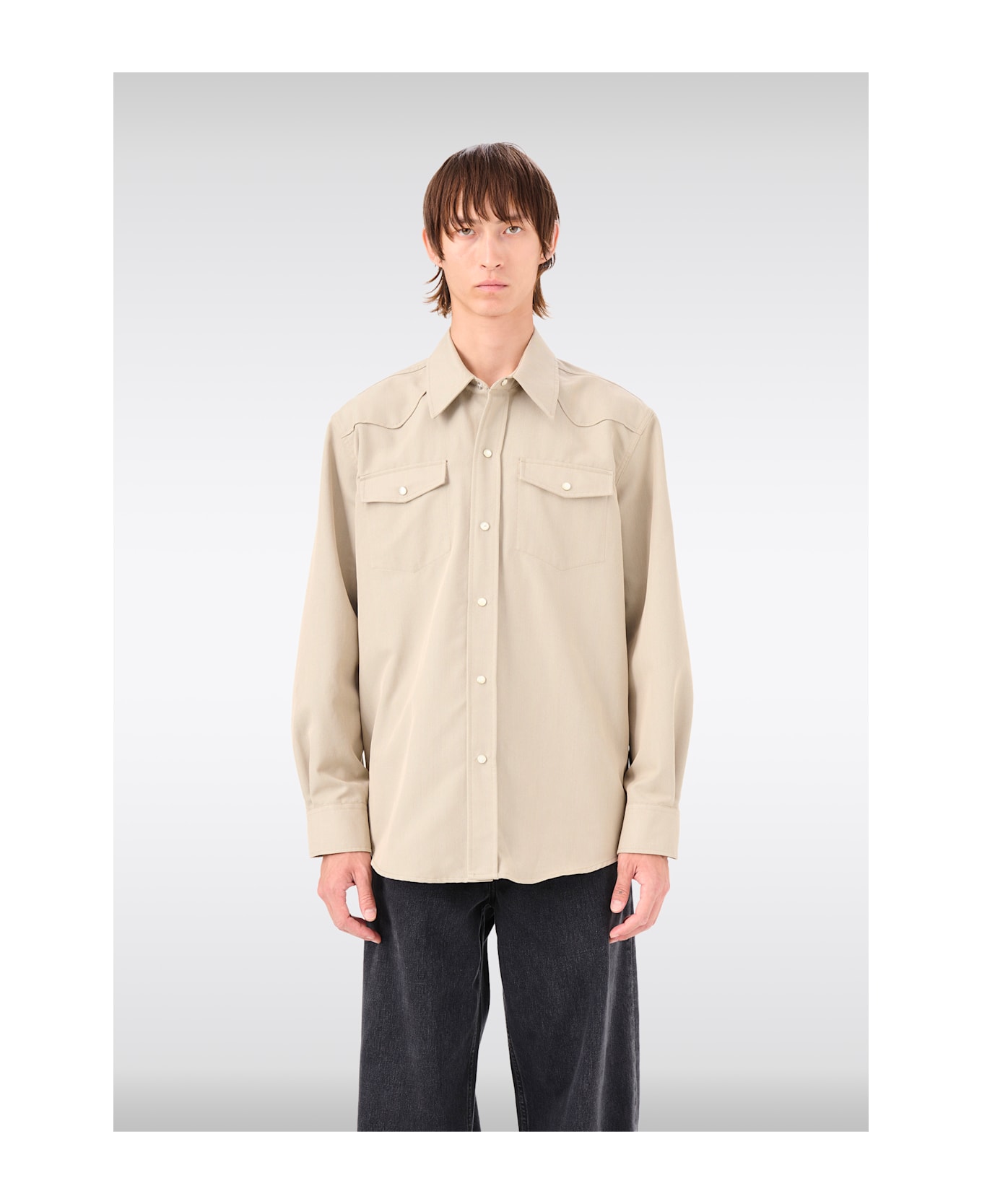 Our Legacy Frontier Shirt Beige western shirt with long sleeves - Frontier Shirt - Beige