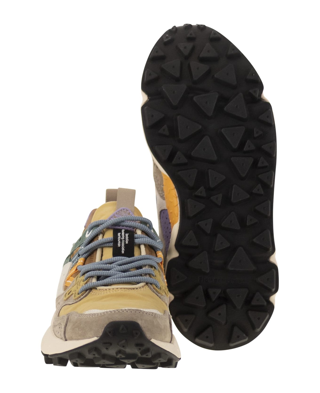 Flower Mountain Yamano 3 - Sneakers In Suede And Technical Fabric - Brown/mustard