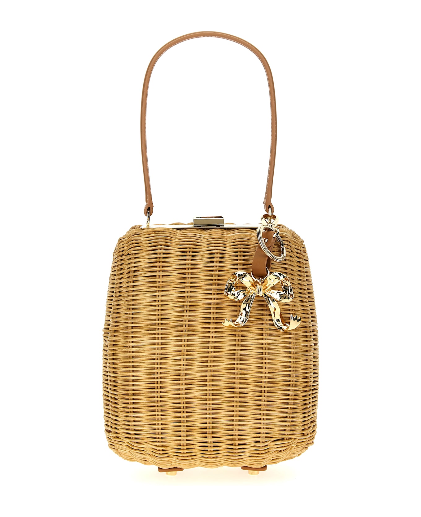 self-portrait 
brown Rattan Bag With Keychain
 Handbag - Brown