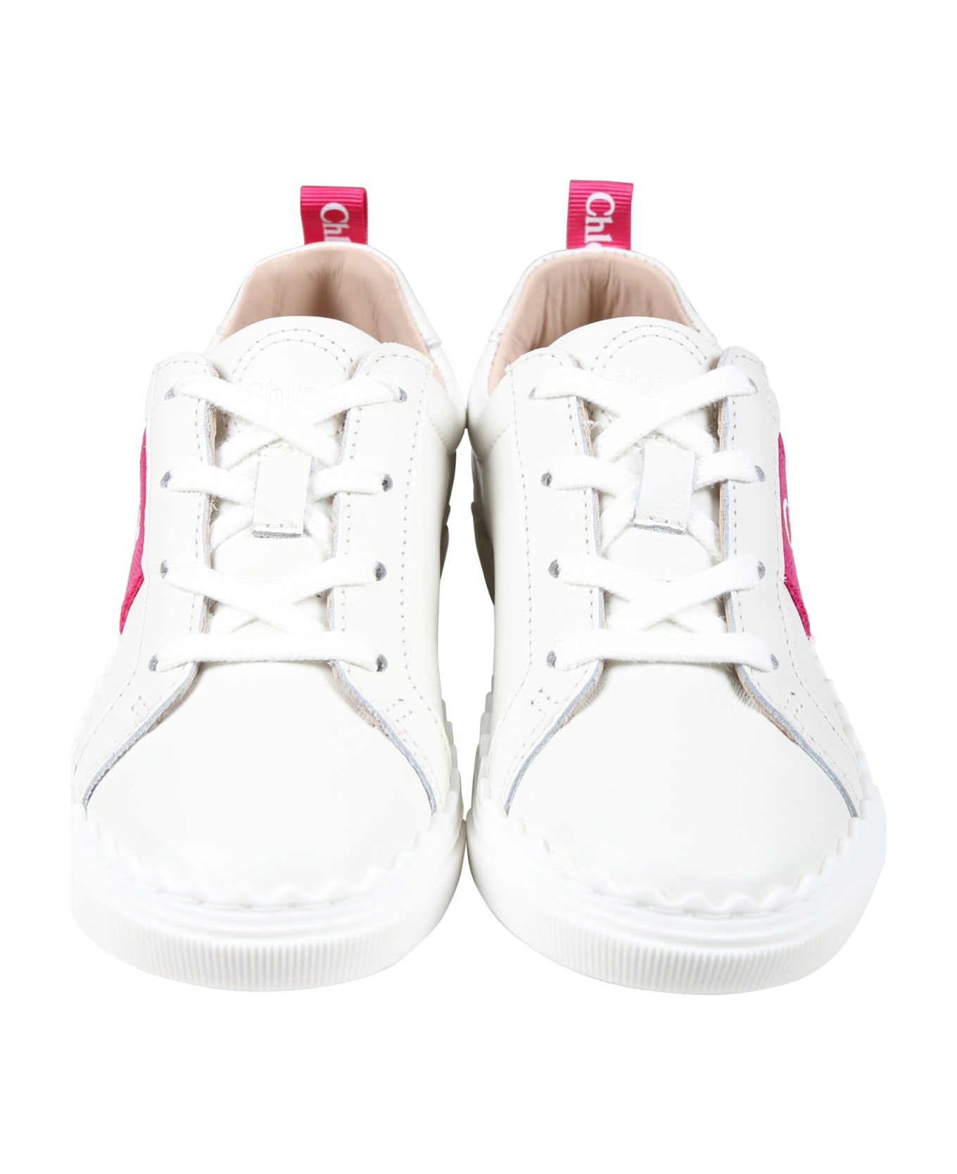 Chloé White Sneakers For Girls With Logo - White
