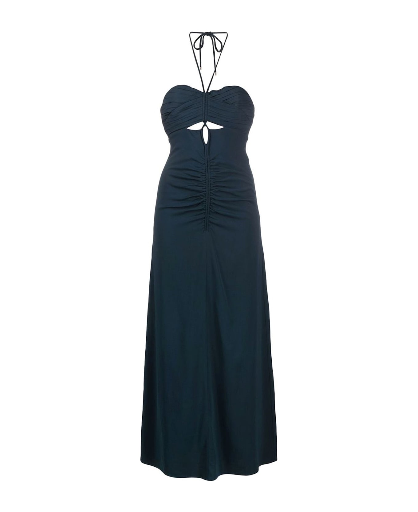 self-portrait Cut-out Ruched Maxi Dress - Gray