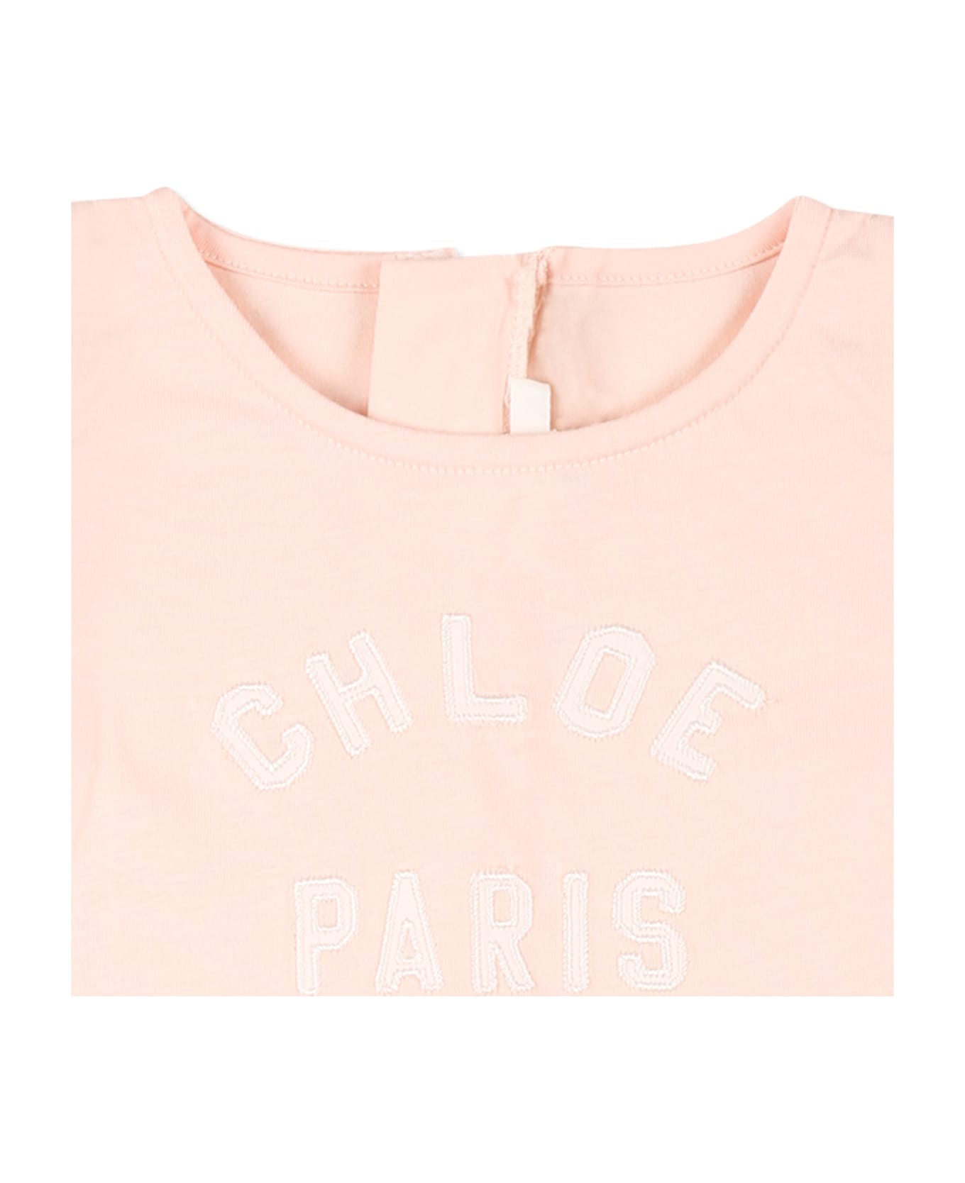 Chloé Pink Dress For Baby Girl With Logo - Pink