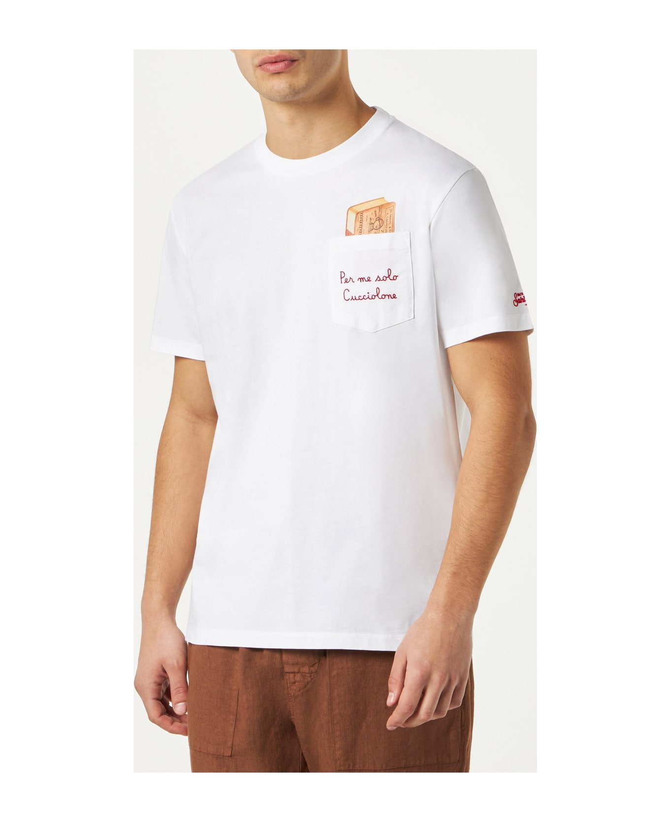 MC2 Saint Barth Man T-shirt With Cucciolone Embroidery| Algida® Special Edition - WHITE