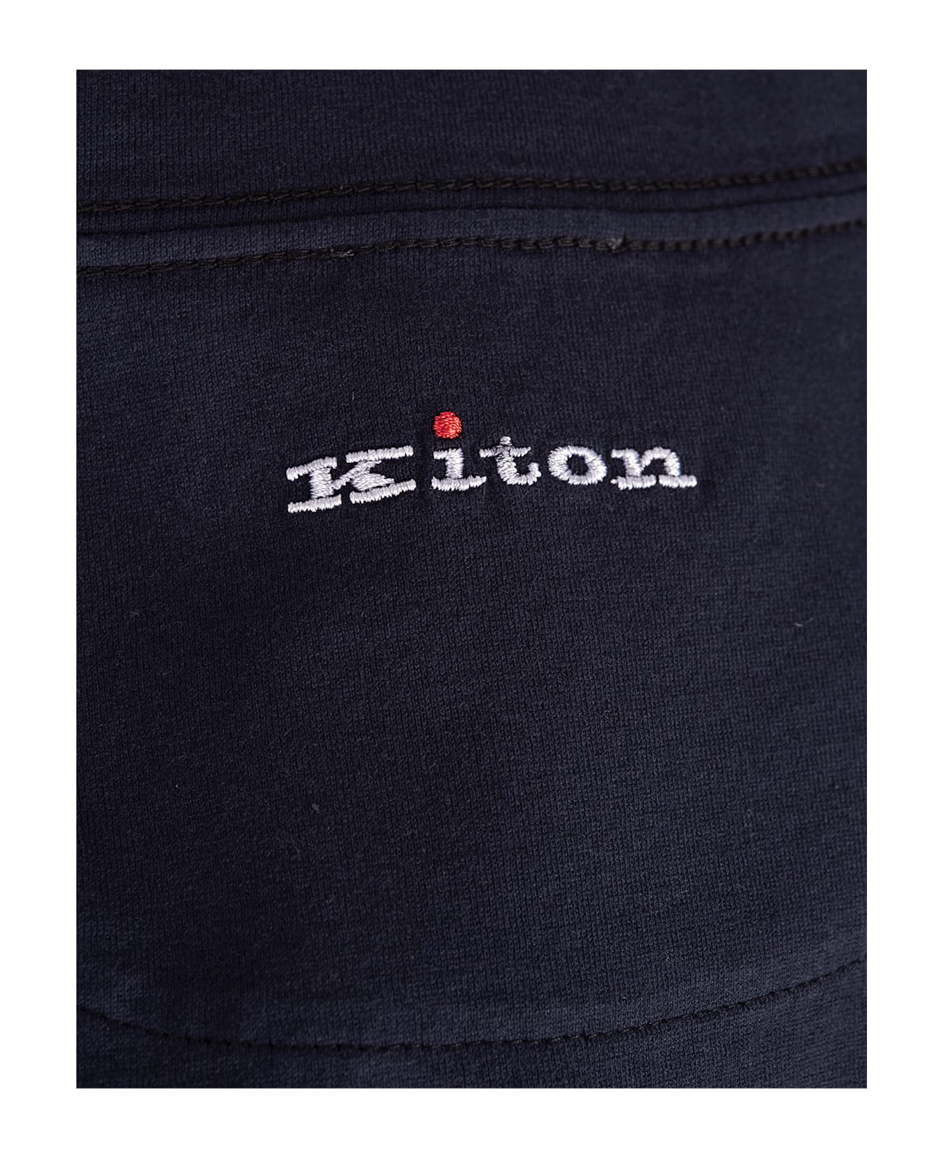 Kiton Dark Blue Classic T-shirt With Back Logo - Blue