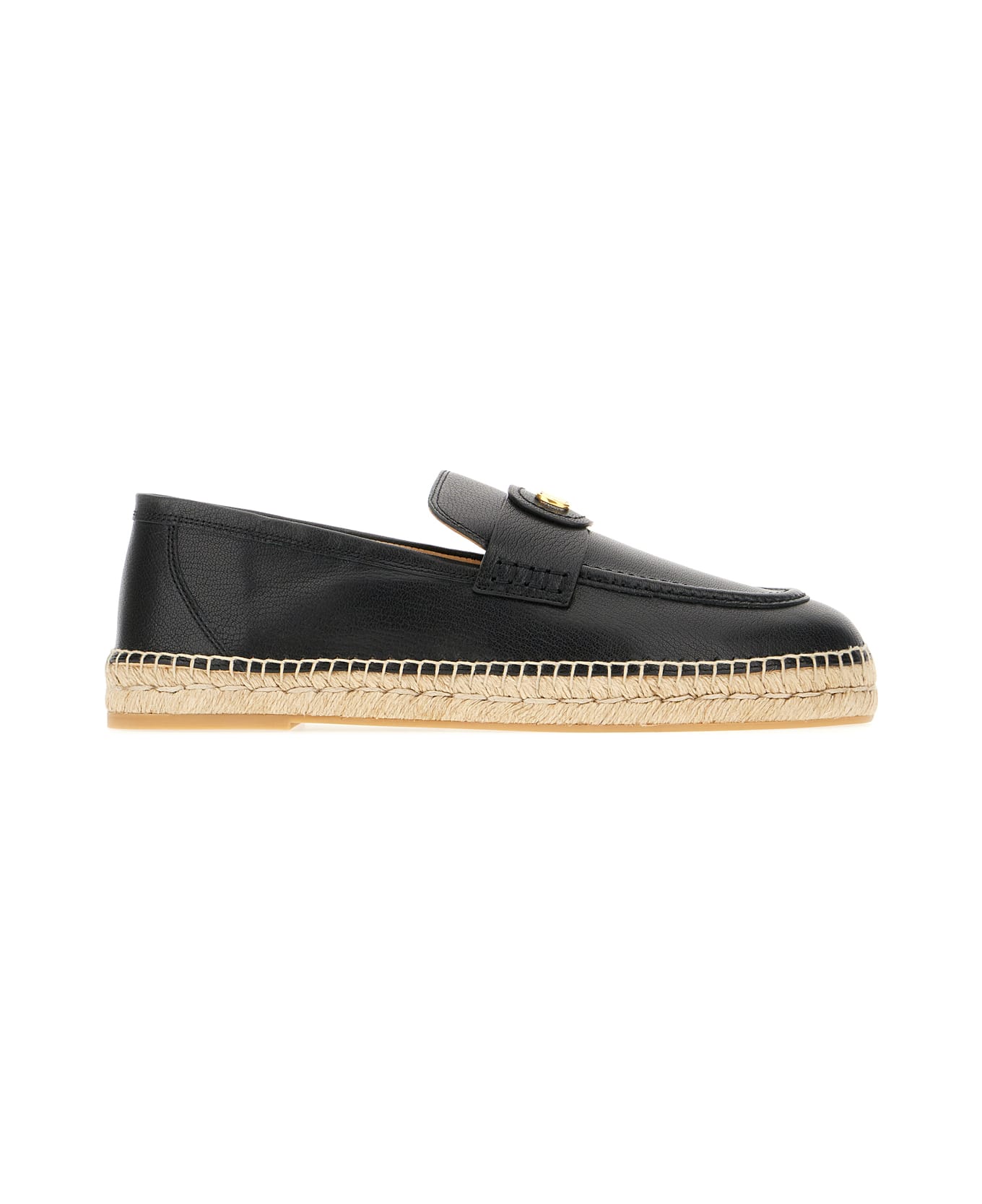 Valentino Garavani Black Leather Espadrilles - Nero