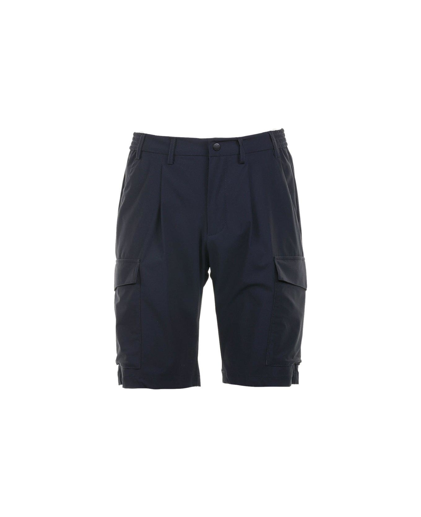 People Of Shibuya Pleat Detailed Bermuda Shorts - Navy Blue
