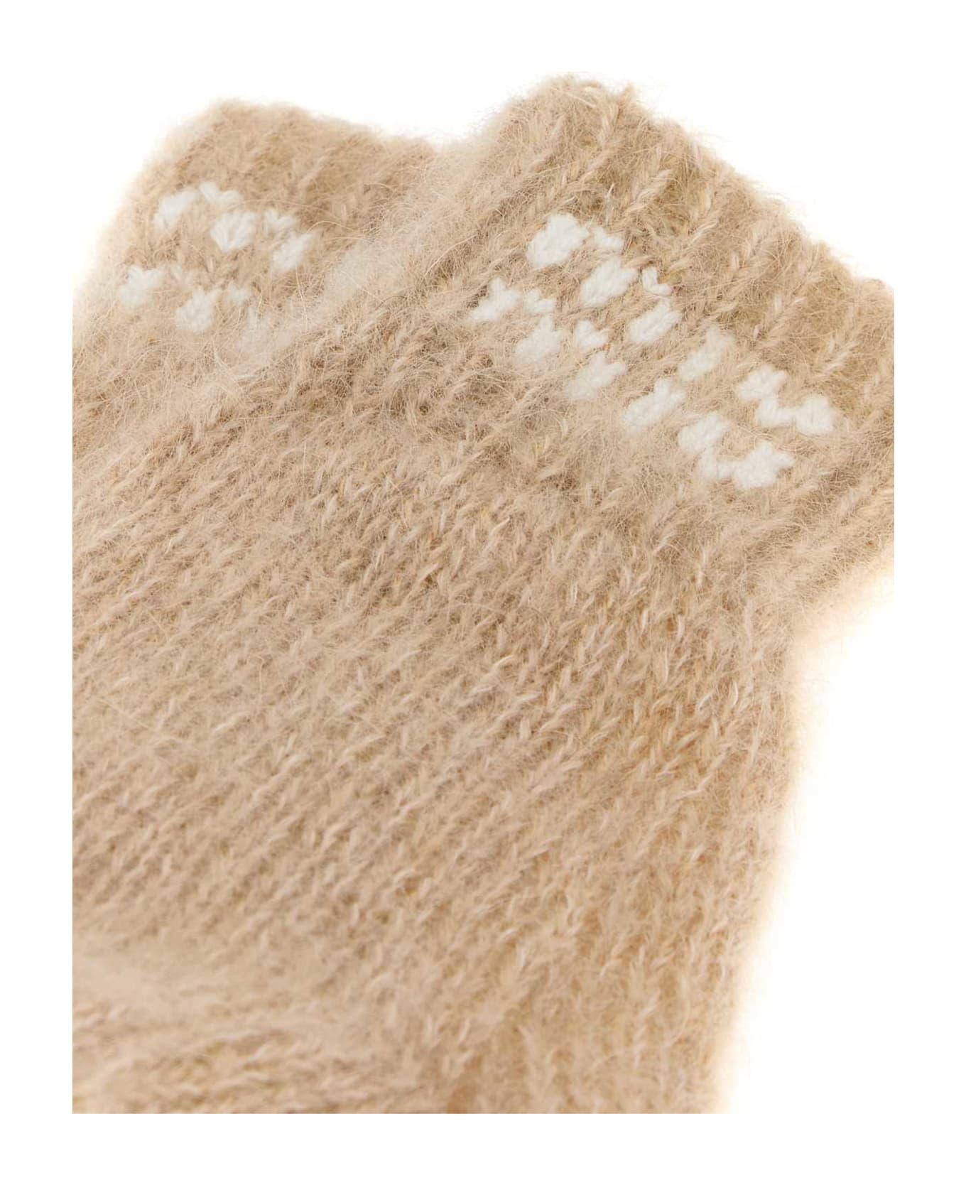 Miu Miu Beige Stretch Mohair Blend Gloves - NATURALE