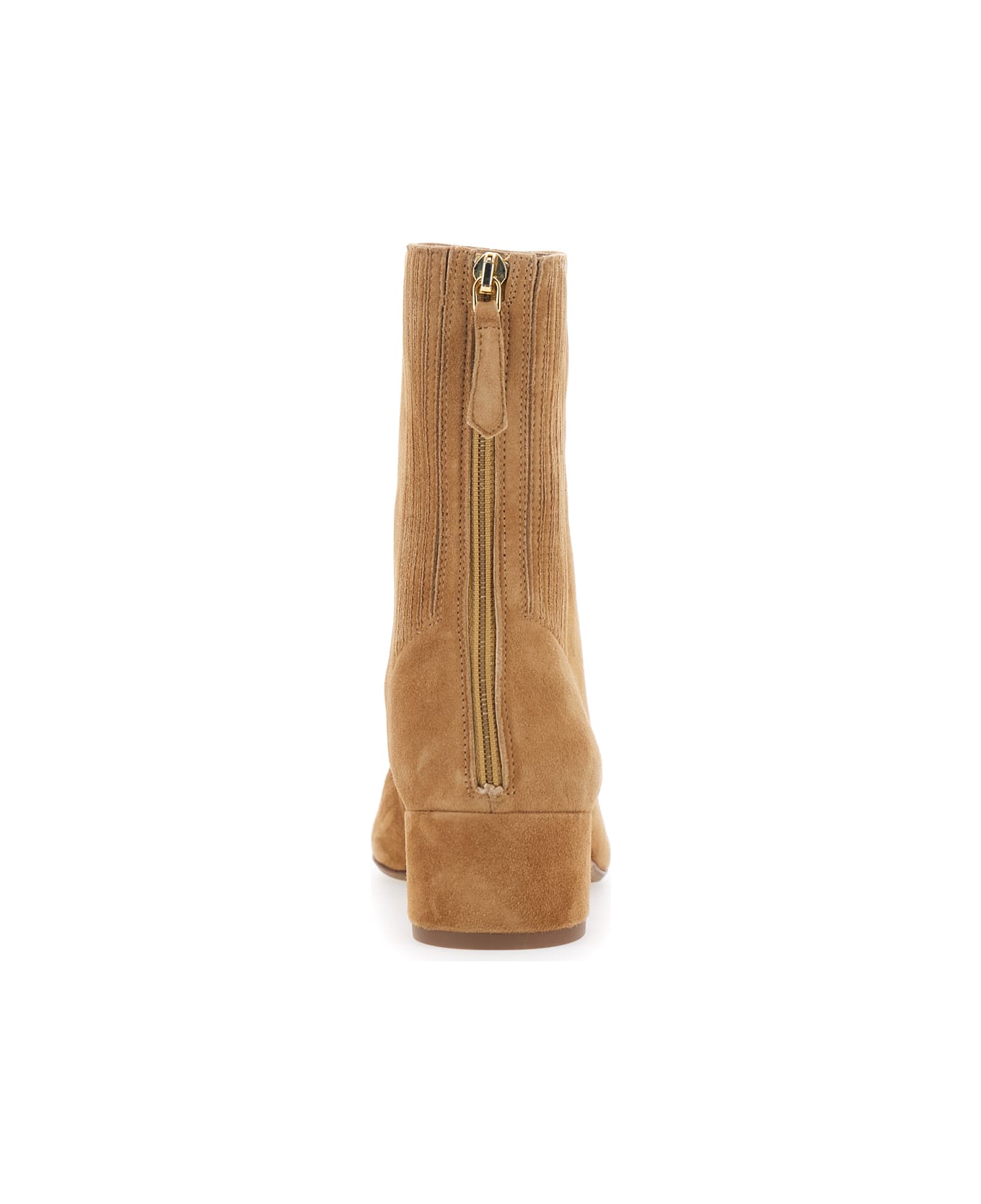 Aquazzura 'saint Honore' Beige Ankle Boots With Low Block Heel And Pointed Toe In Suede Woman - Beige