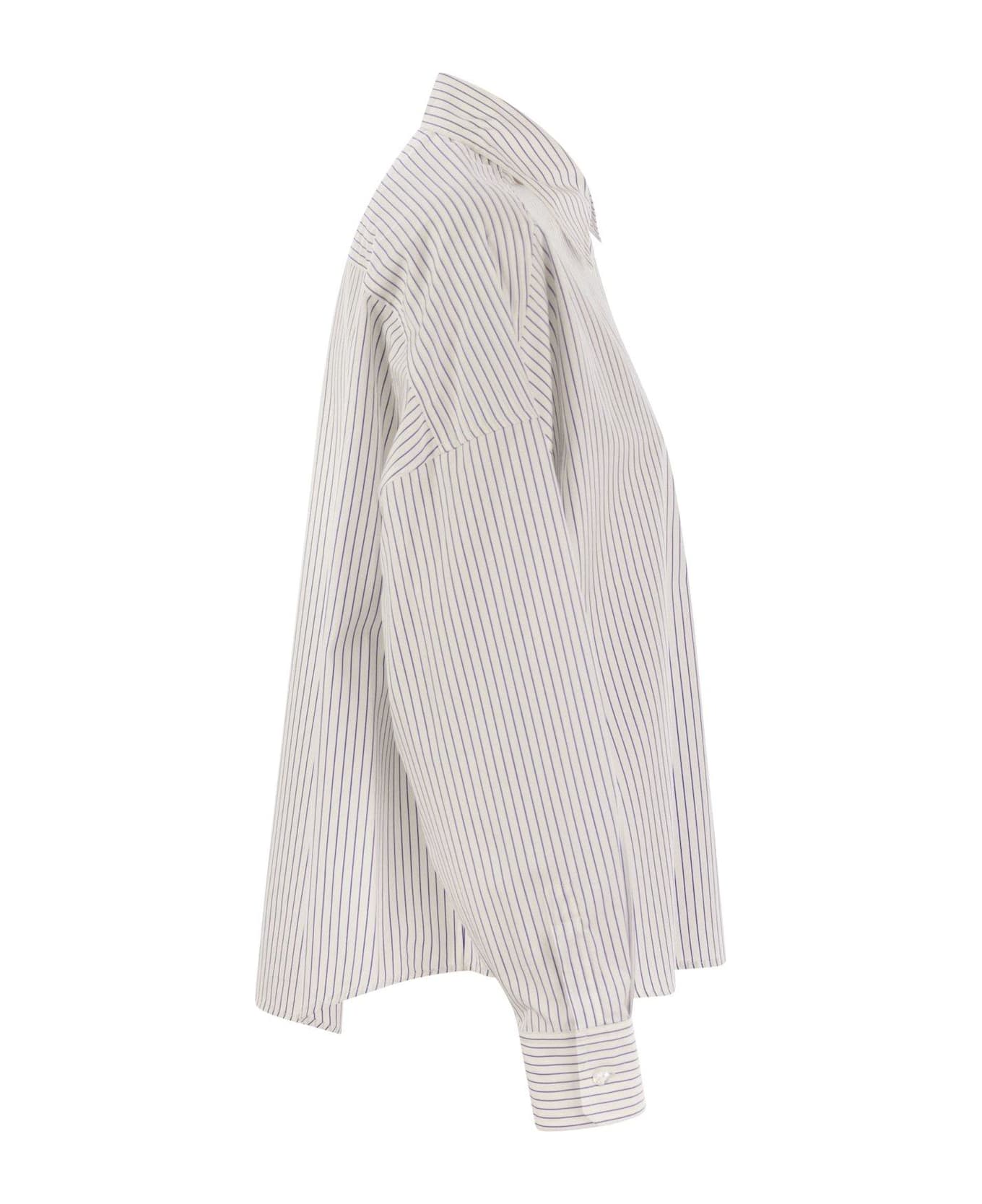 Weekend Max Mara Aureo Striped Long-sleeved Poplin Shirt - Blu