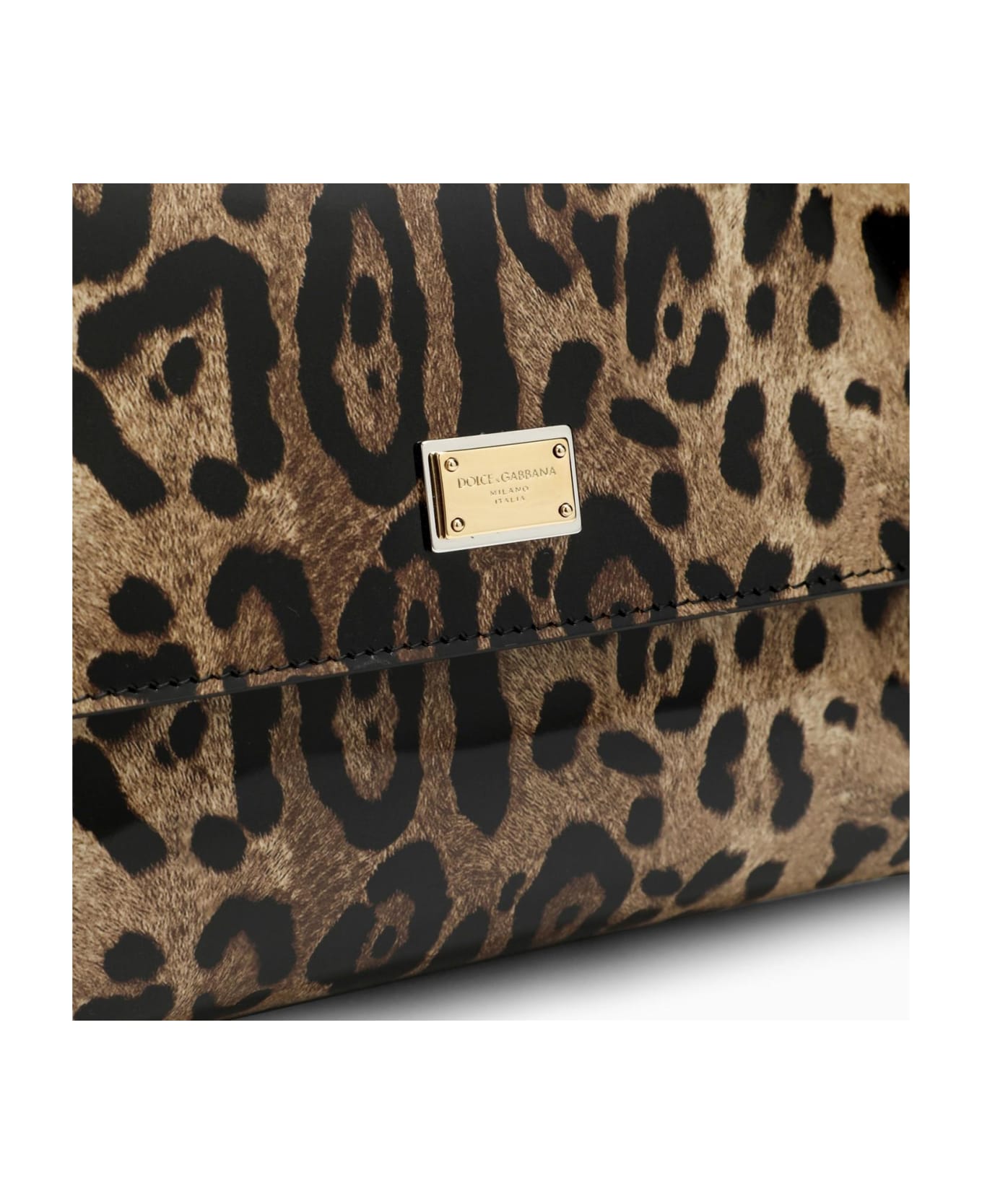 Dolce & Gabbana Medium Sicily Bag In Shiny Leopard-print Leather - M