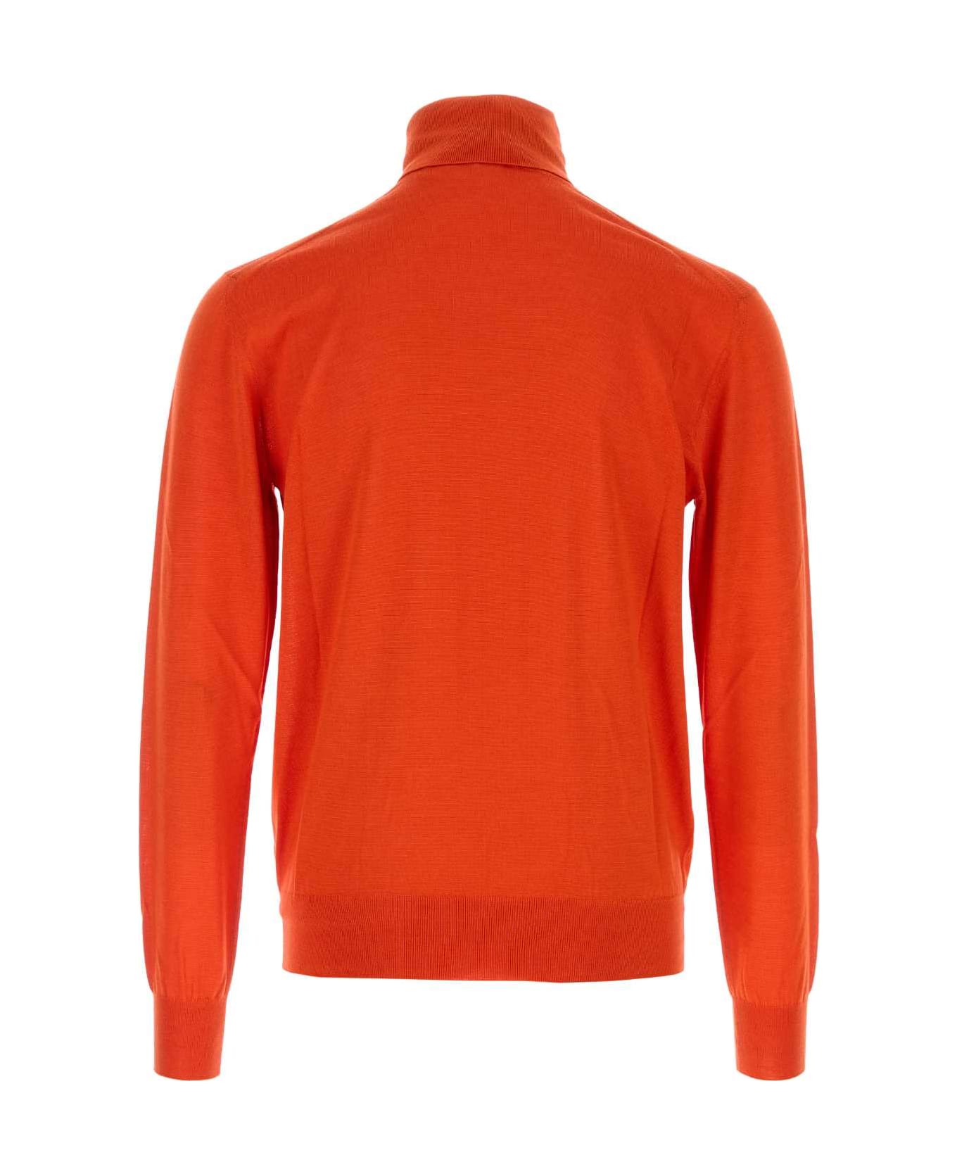 Saint Laurent Orange Cashmere Blend Sweater - ORANGE