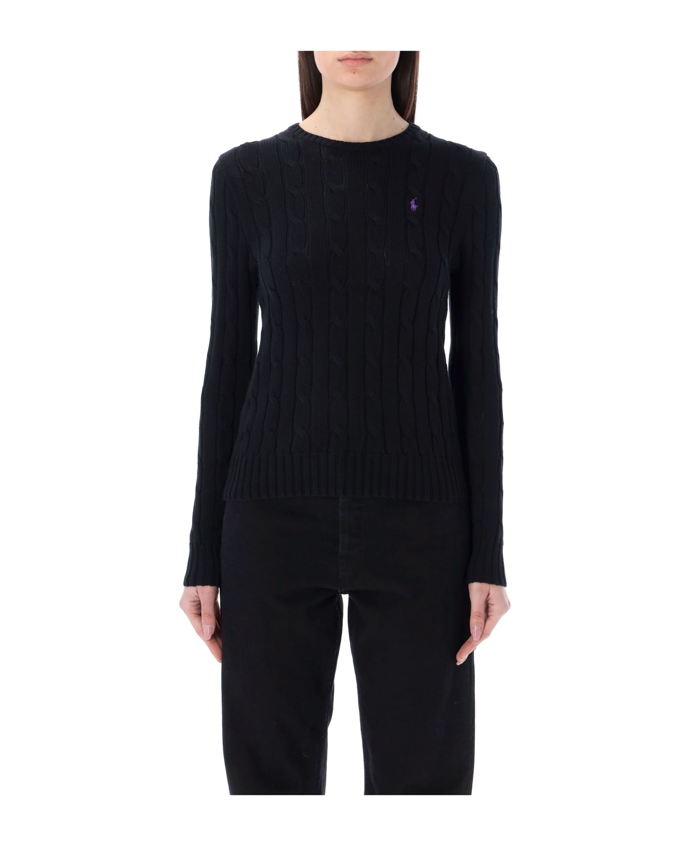 Polo Ralph Lauren Cable-knit Cotton Crewneck Sweater - BLACK
