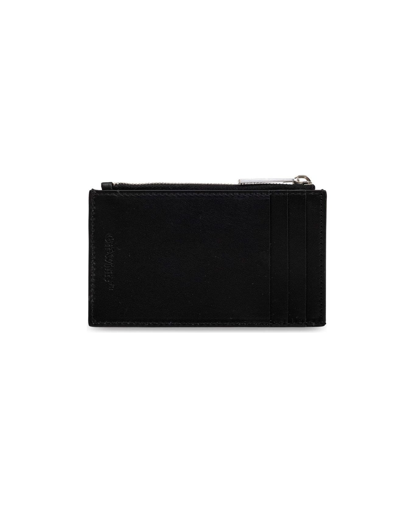 Off-White Logo Printed Zip-up Wallet - BLACK