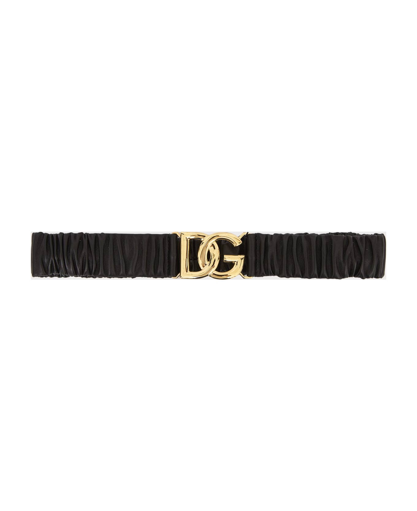 Dolce Bikinihose & Gabbana Leather Belt With Logo - Nero