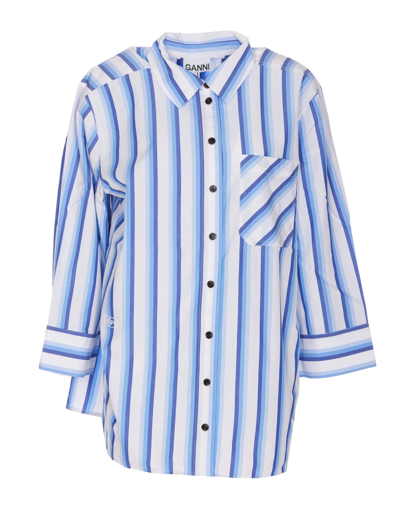 Ganni Striped Shirt - Silver Lake Blue シャツ