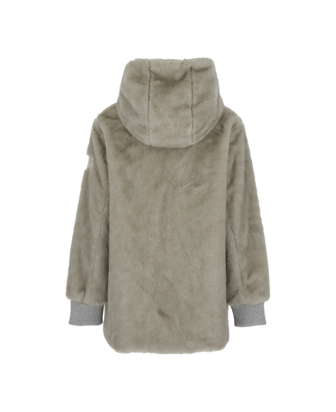 TATRAS 
arabis
 Grey Jacket With Fixed Hood And Logo Patch On The Sleeve In Faux Fur Woman - Grey