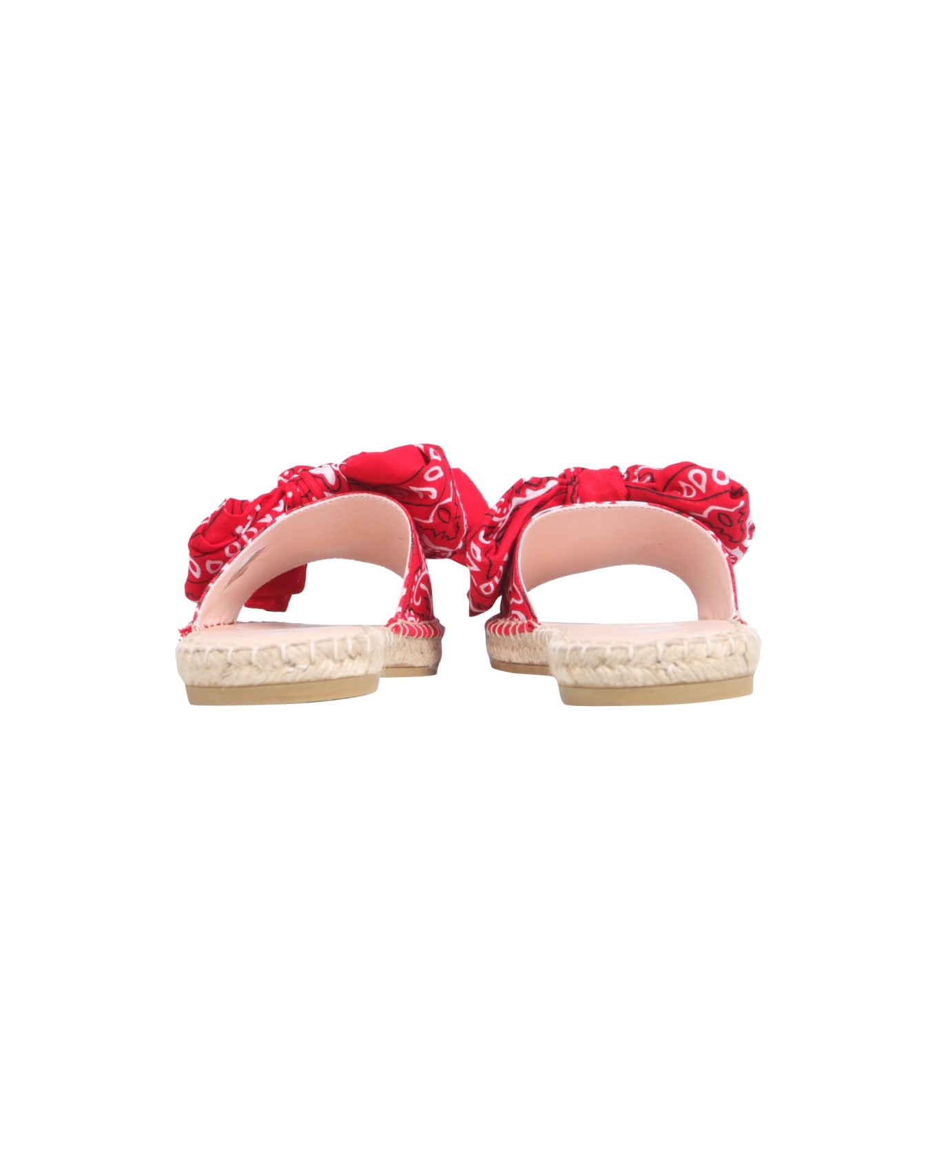 Manebi Low Sandals With Bandana Bow - RED サンダル