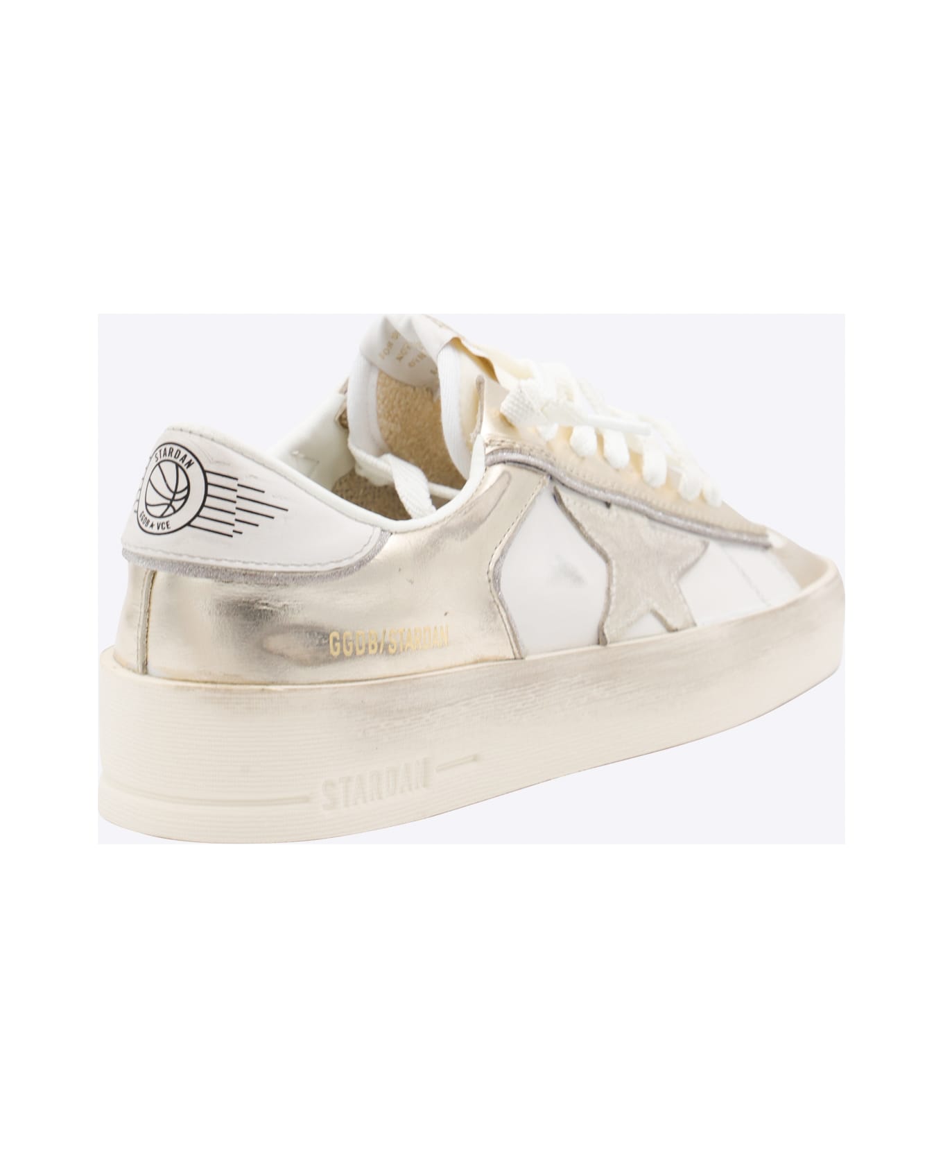 Golden Goose White And Gold Stardan Sneakers - PLATINUM/MILK/BEIGE