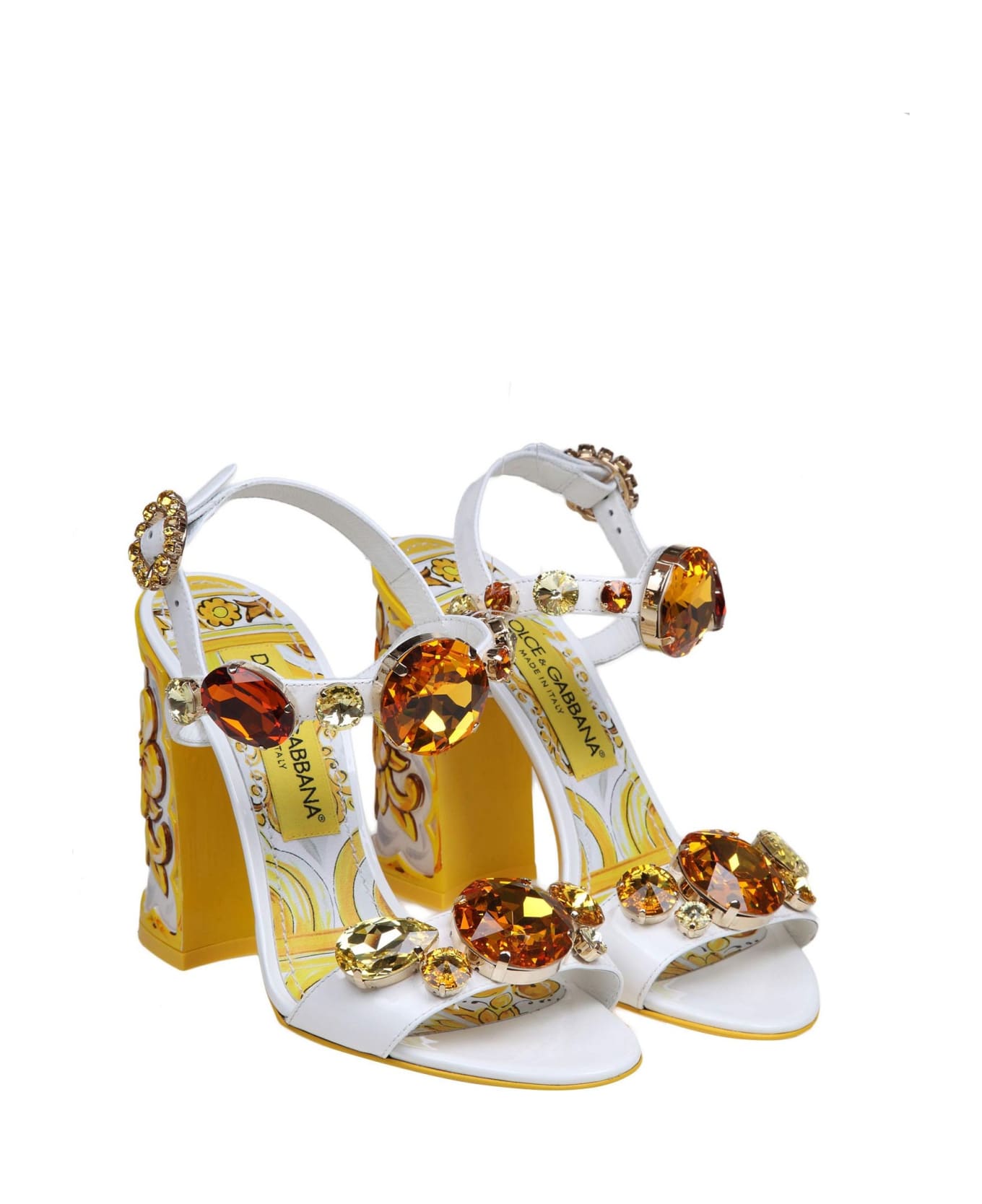 Dolce & Gabbana Keira Patent Sandal With Applied Stones - Giallo