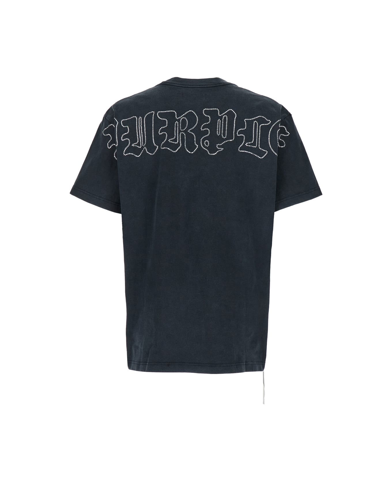 Purple Brand Black Crewneck T-shirt With Embroidered Logo On The Front In Cotton Man - Black