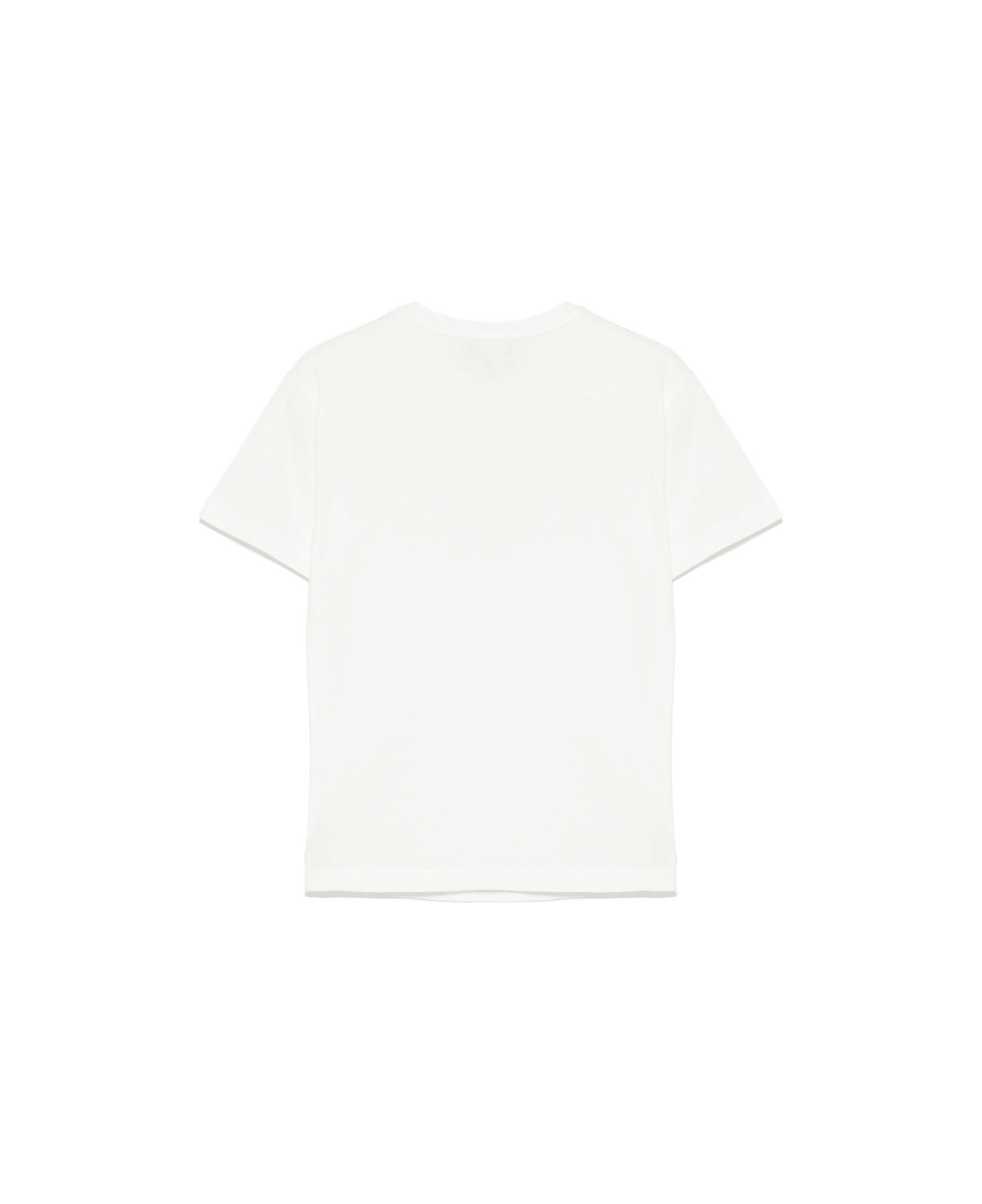 Emporio Armani White Crewneck T-shirt With Logo Embroidery On The Front In Cotton Girl - White
