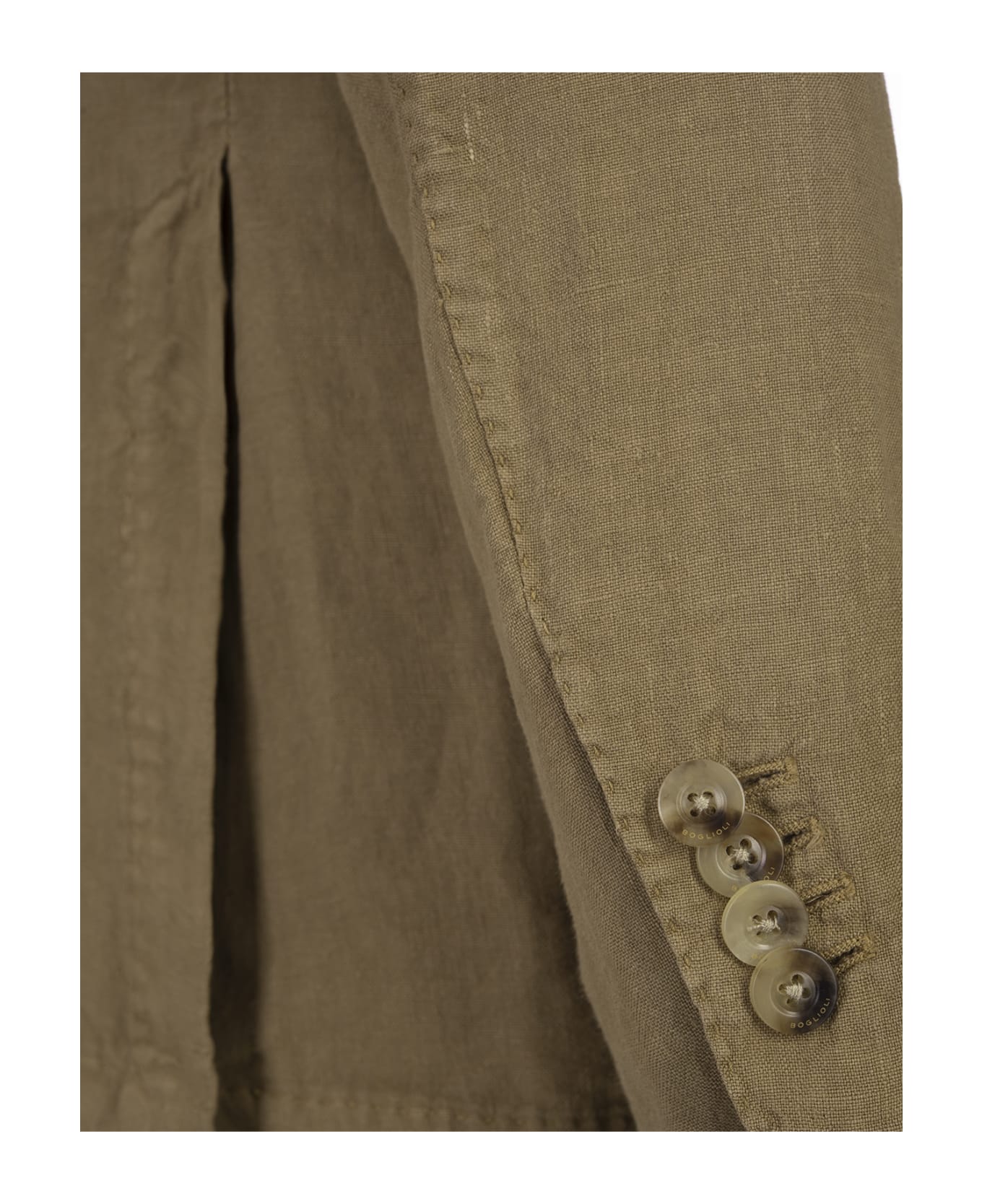 Boglioli Khaki Linen Regular Fit Blazer - Green