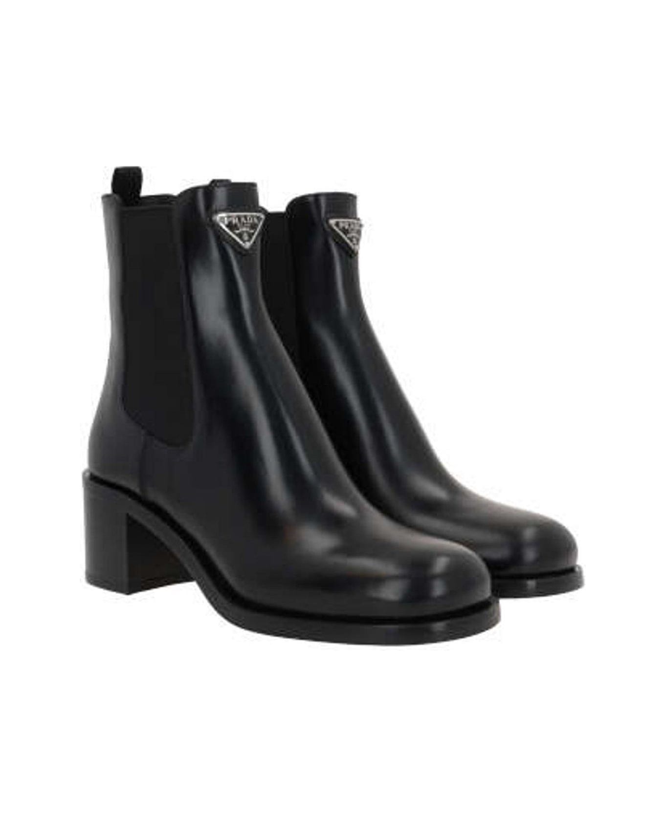 Prada Triangle-logo Ankle Boots - Nero