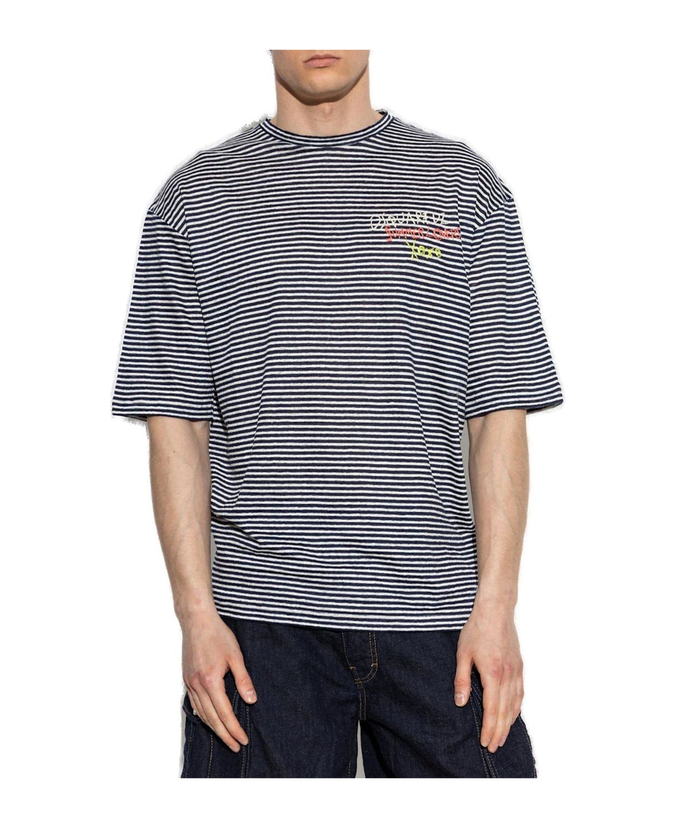 Dsquared2 Summer Lovers Logo Embroidered T-shirt - BLUE/WHITE