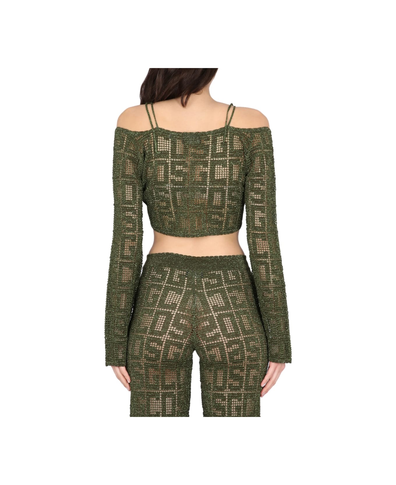 GCDS Monogram Macrame Top - MILITARY GREEN