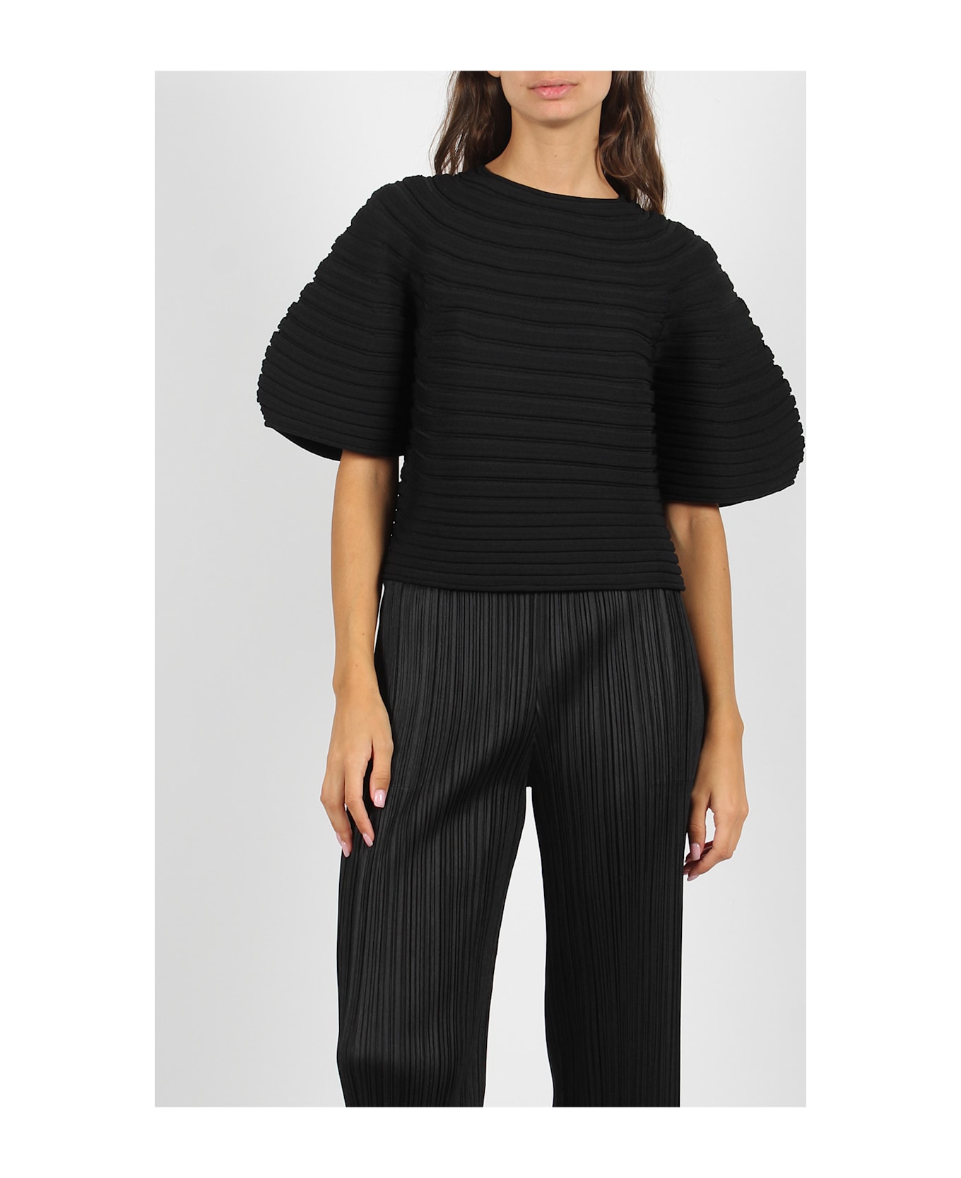 Pleats Please Issey Miyake Bell-shaped Top - Black