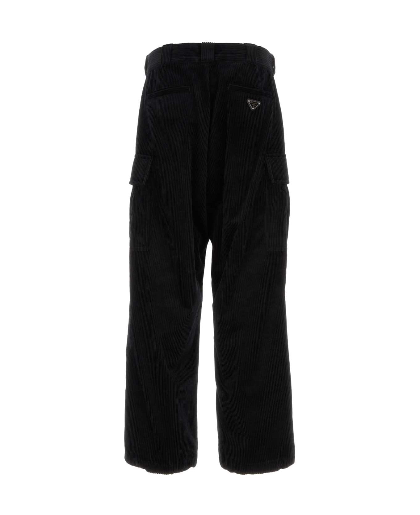 Prada Black Corduroy Cargo Pant - NERO