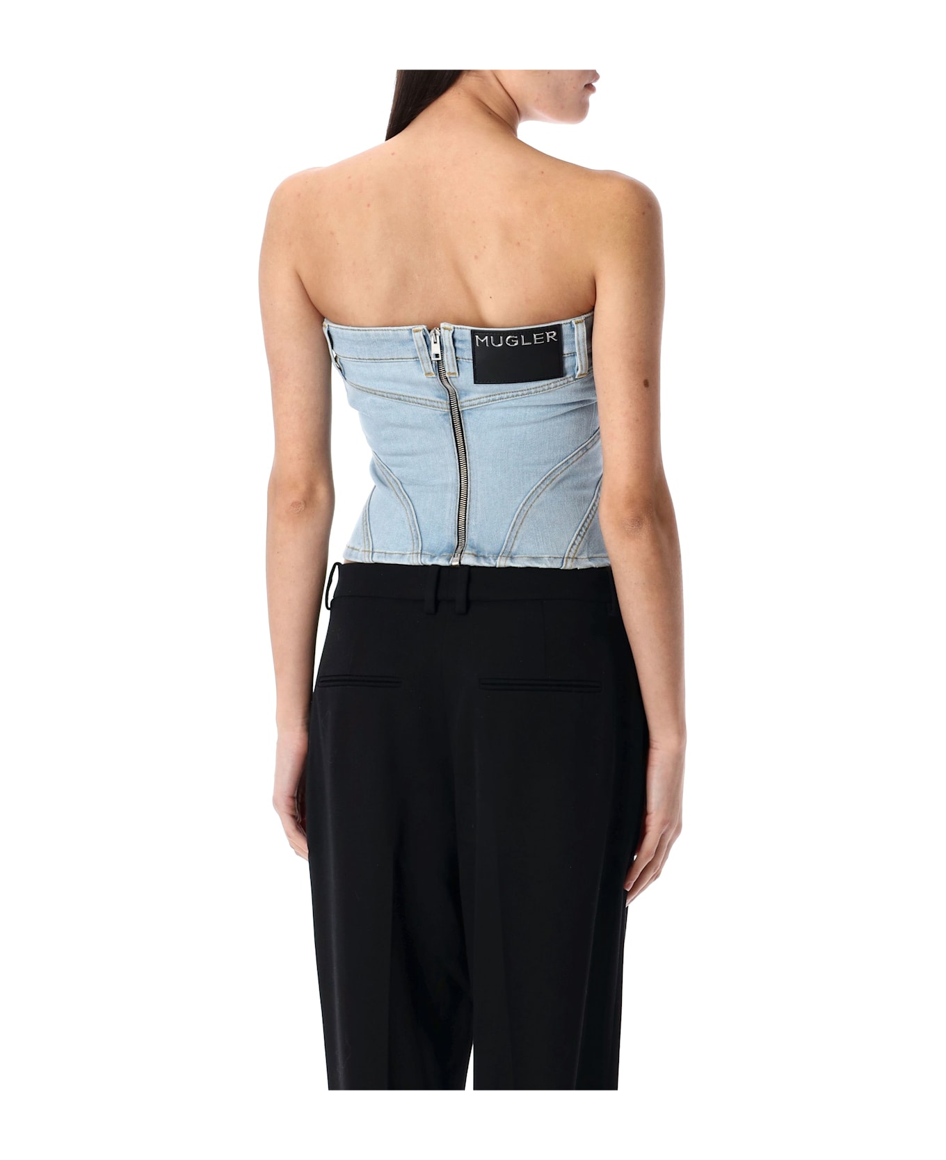 Mugler Denim Bustier - MEDIUM BLUE