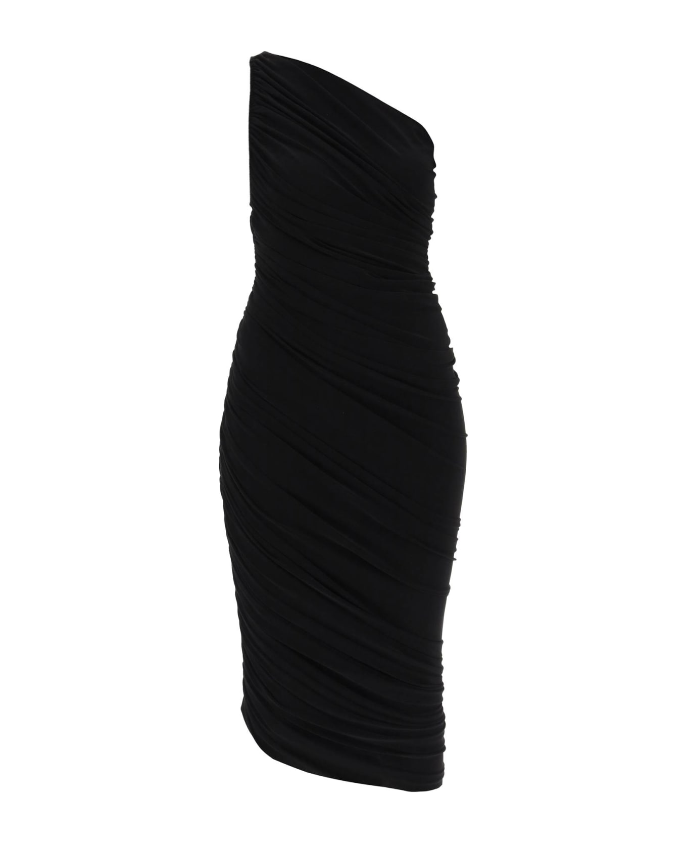 Norma Kamali 'diana' Ruched One-shoulder Dress - BLACK (Black)