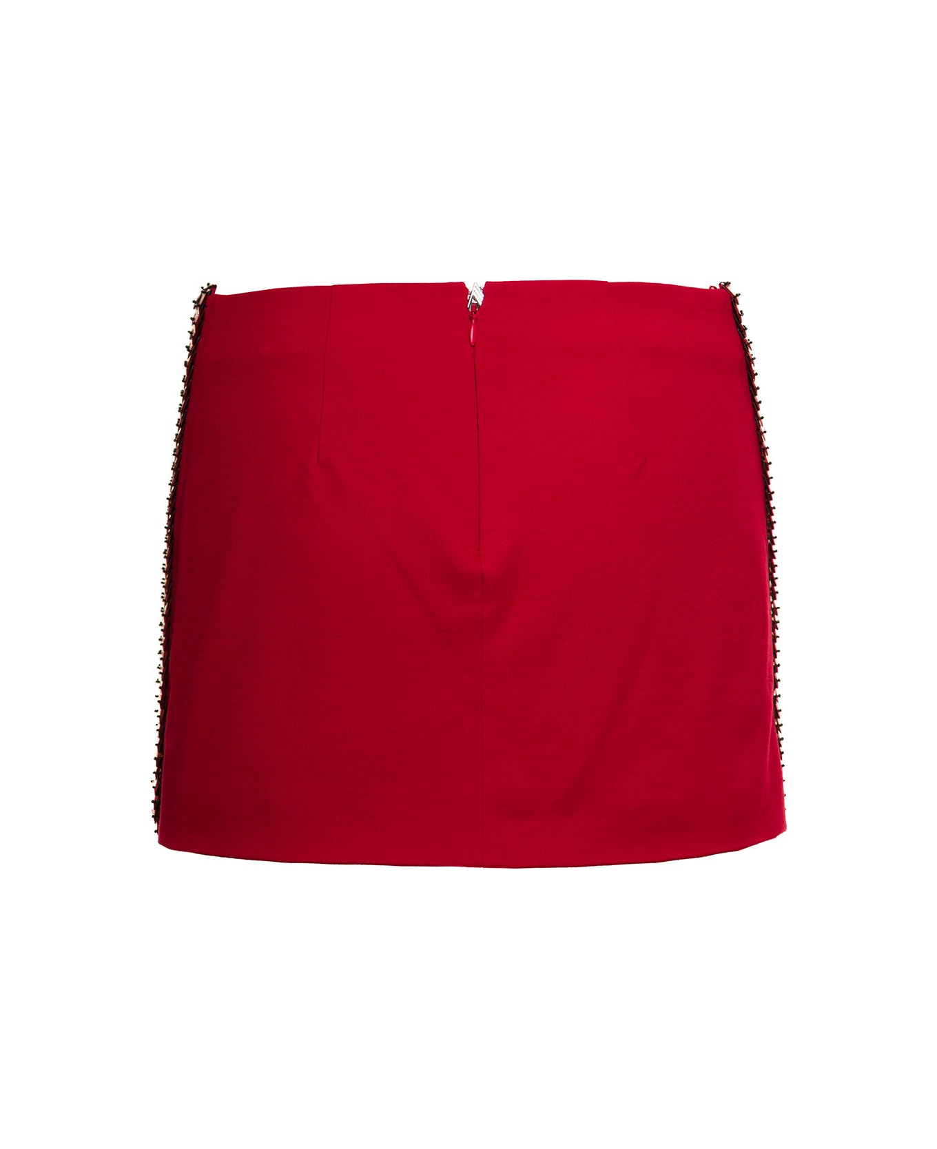 The Attico 'rue' Red Low Waisted Miniskirt With Rectangular Mirror Sequins In Techno Jersey Woman - Red