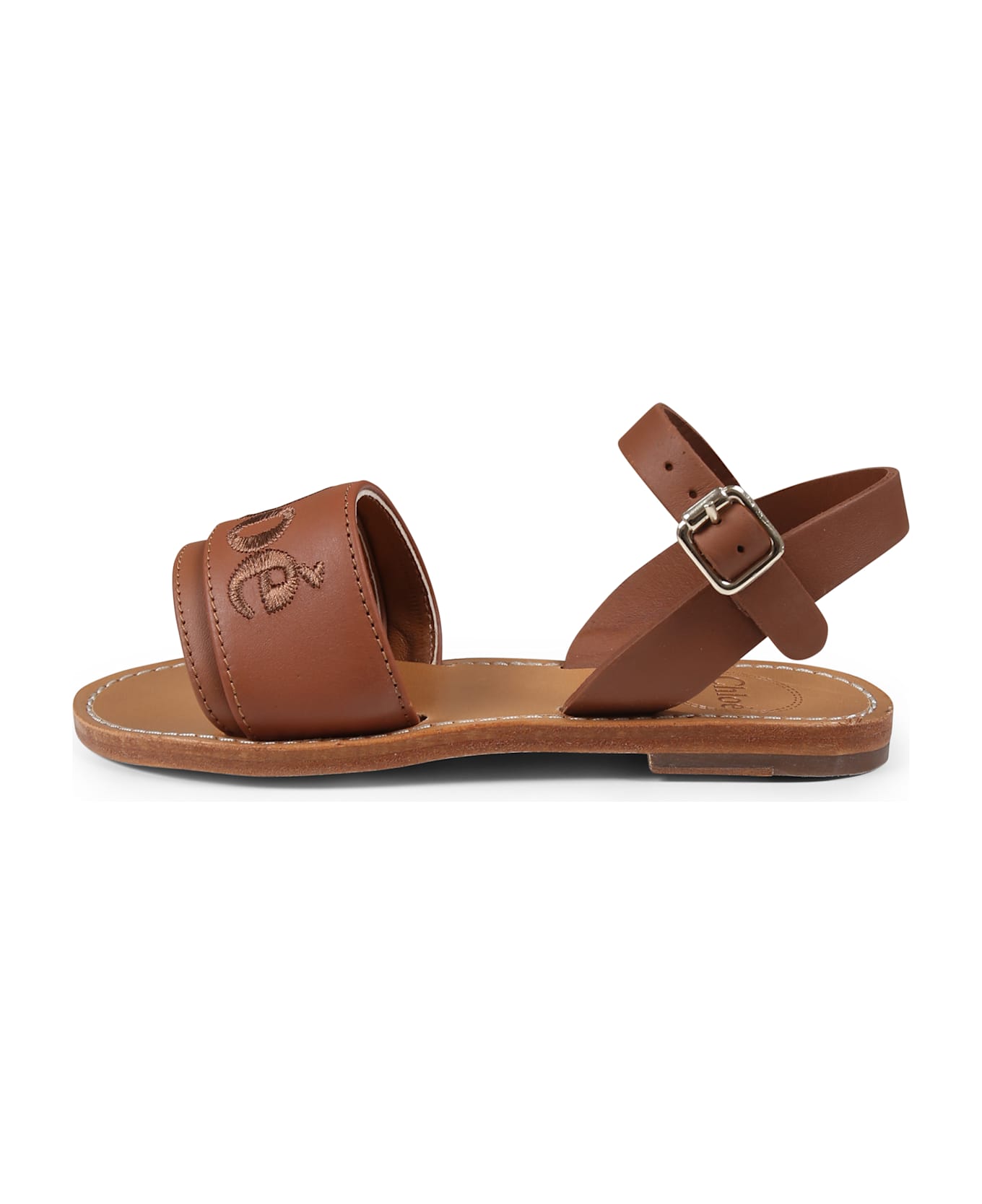 Chloé Brown Sandals For Girl With Logo - Brown