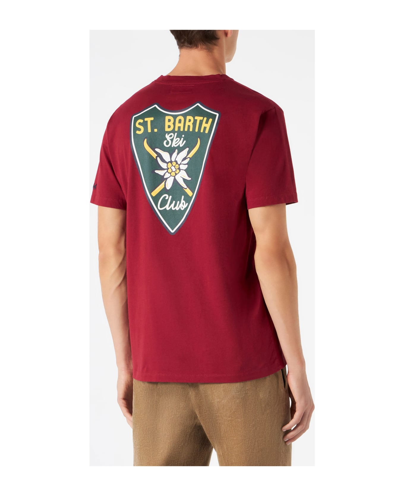 MC2 Saint Barth Man Burgundy T-shirt With Print