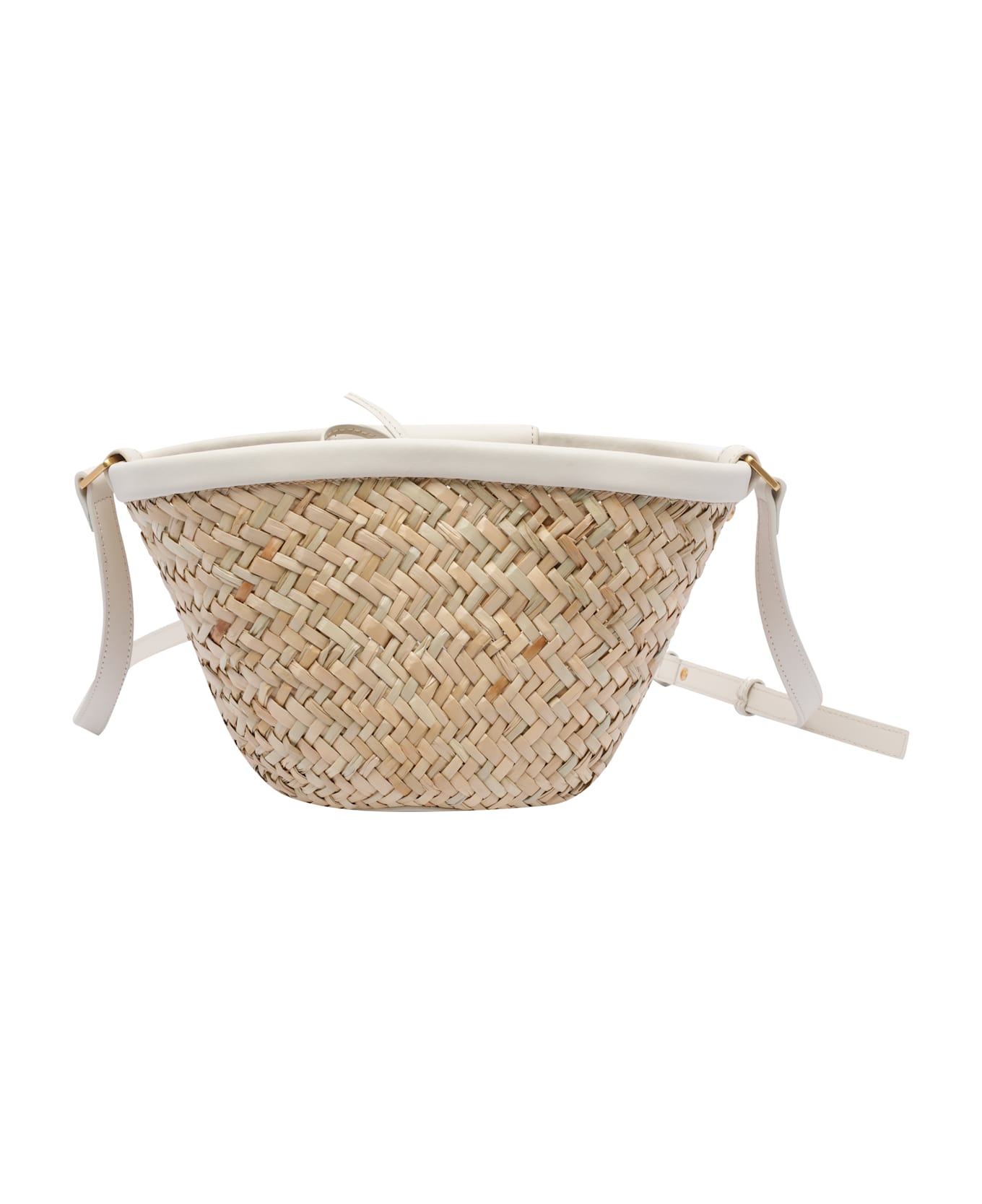 Pinko Small Love Summer Rafia Bucket Bag - White
