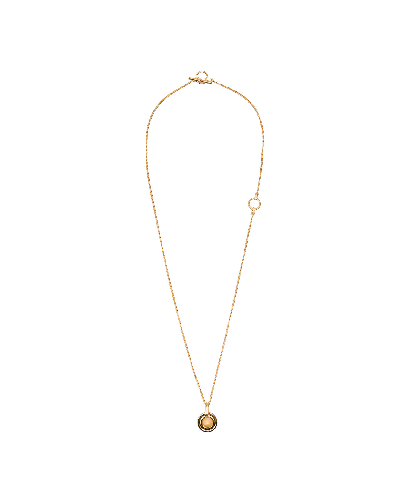 Leda Madera Sohpia Gold Plated Brass Necklace With Yellow Stone Detail Leda Madera Woman - Metallic