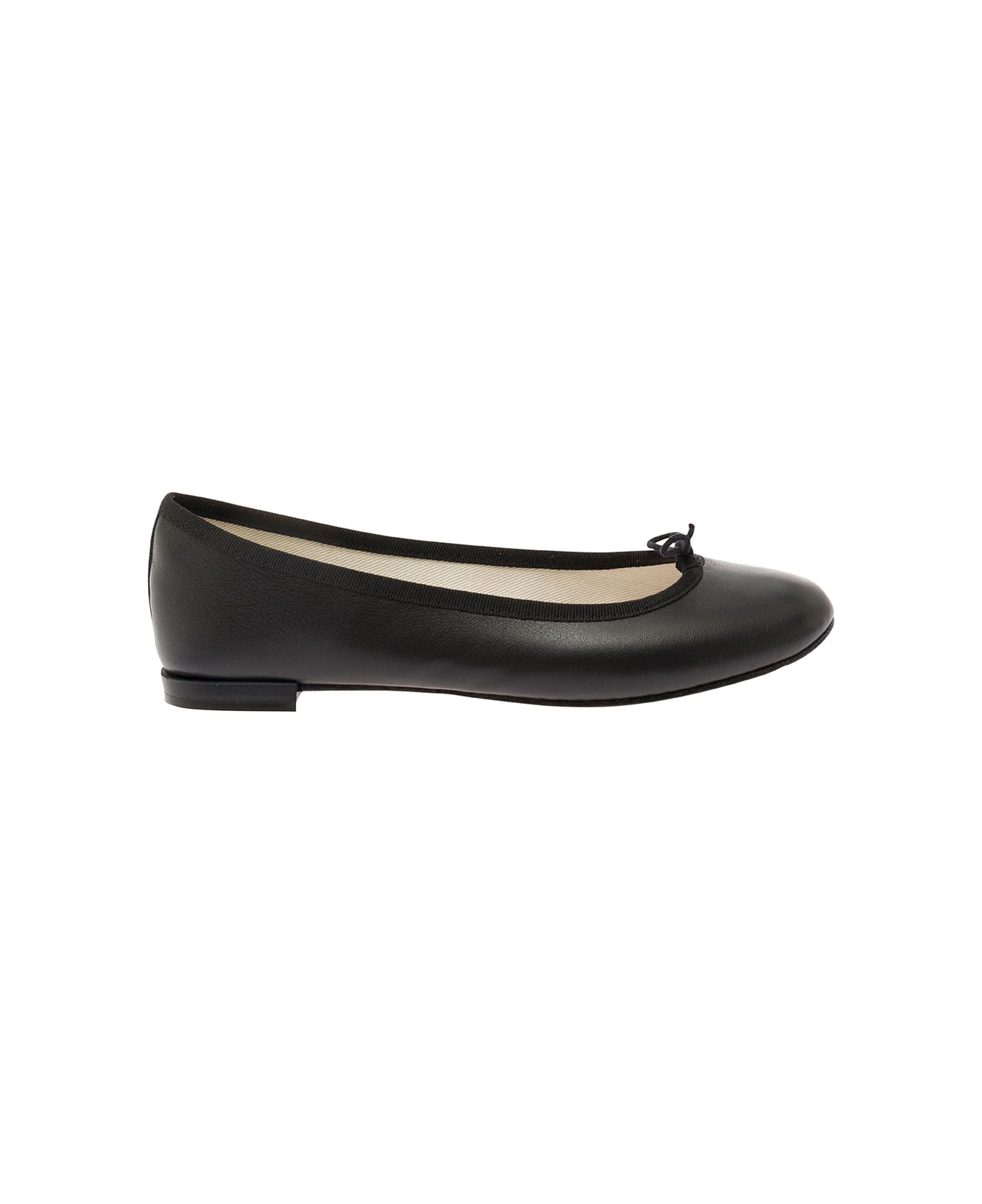 Repetto 'cendrillon' Black Ballet Flats With Bow Detail In Smooth Leather Woman - Black フラットシューズ