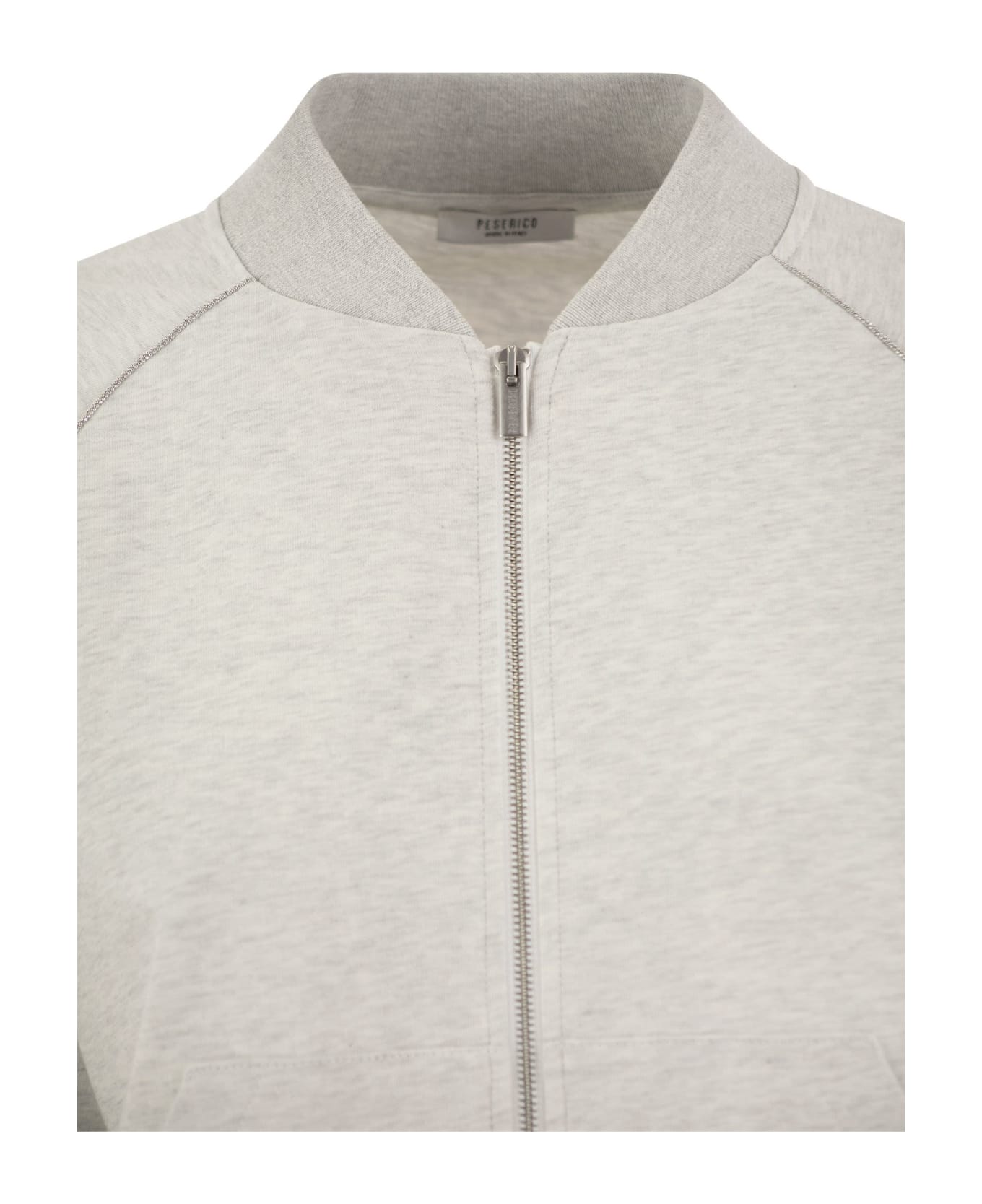 Peserico Sweatshirt In Cotton Mélange And Tricot Details - Grey