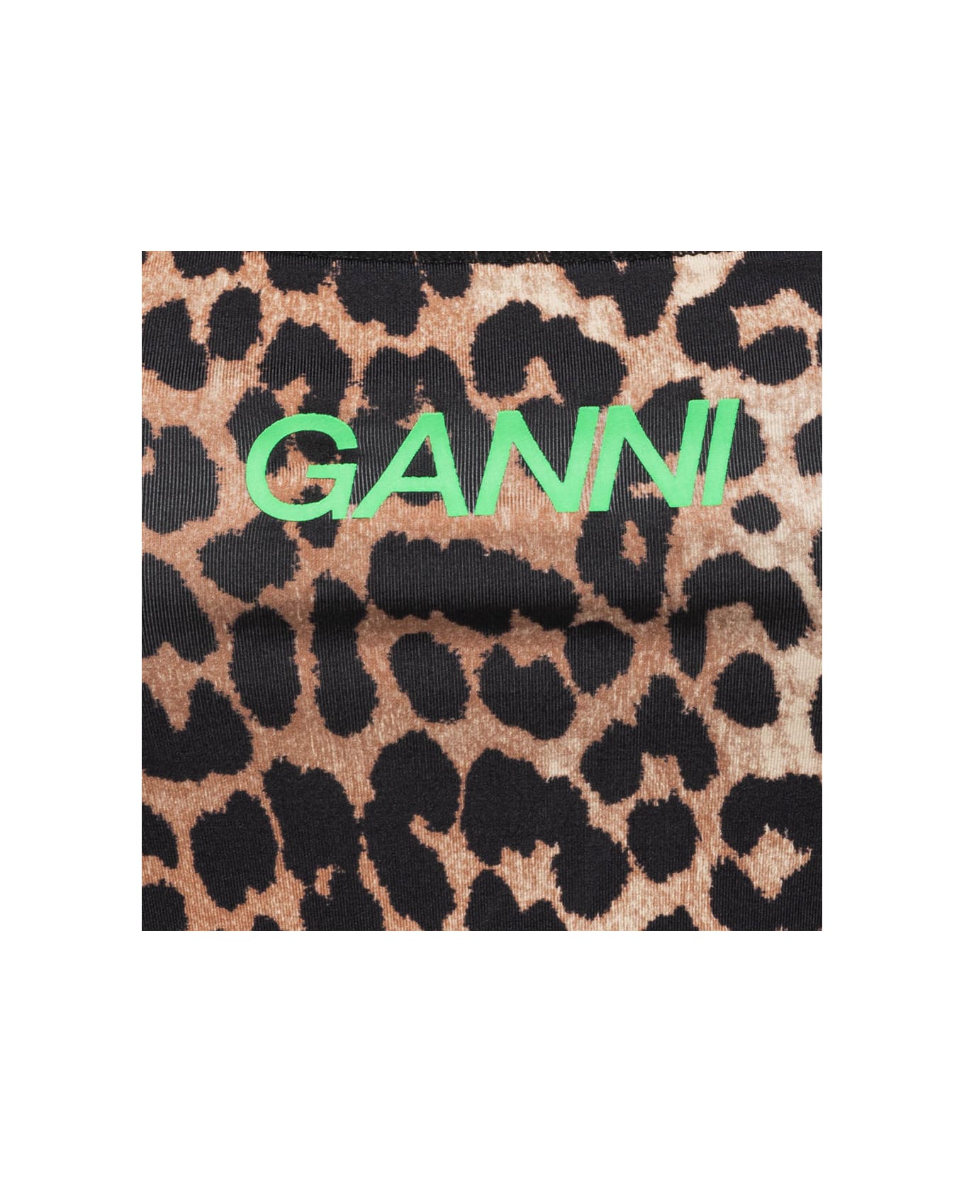 Ganni Active Strap Leopard Top - Brown