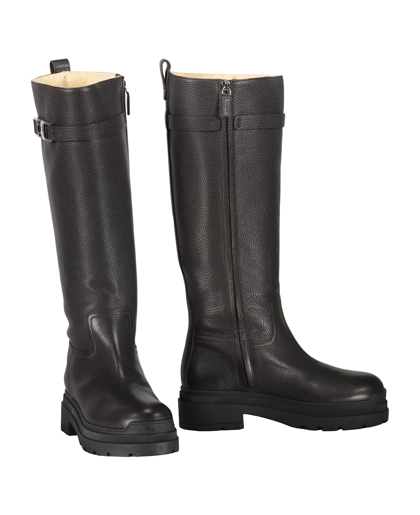 Ferragamo Leather Boots - black