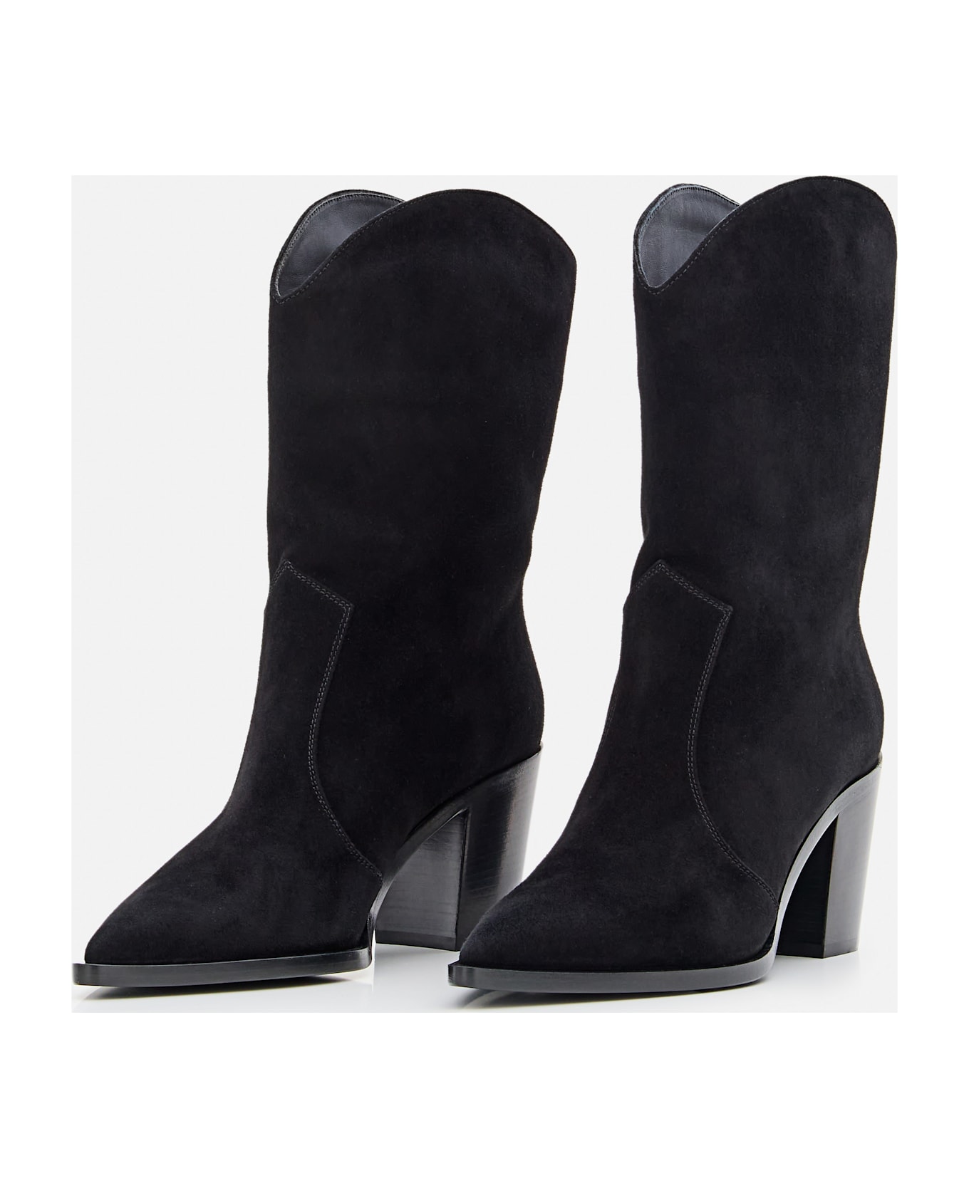 Gianvito Rossi Denver Suede Texan Boots - Black