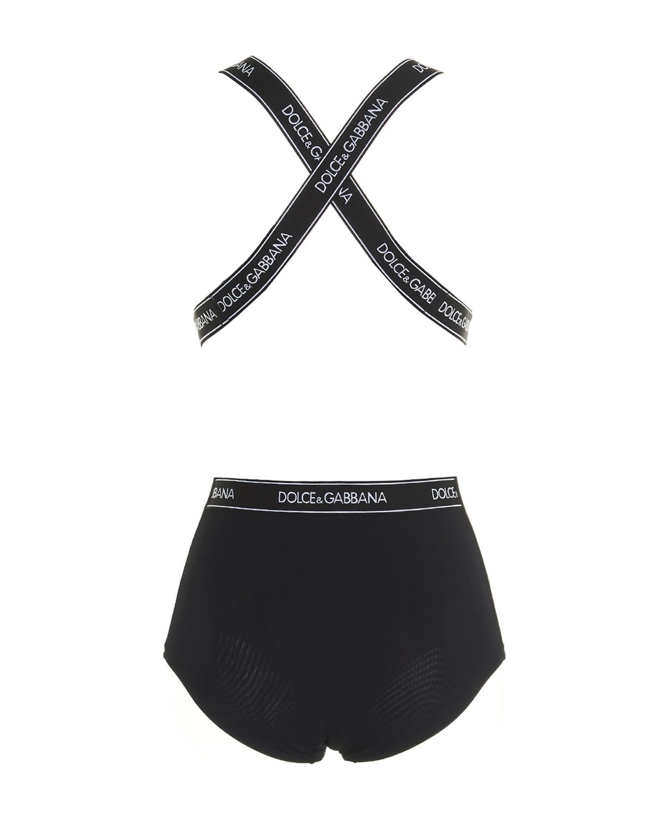 Dolce & Gabbana Logo Tape Swimsuit - Black