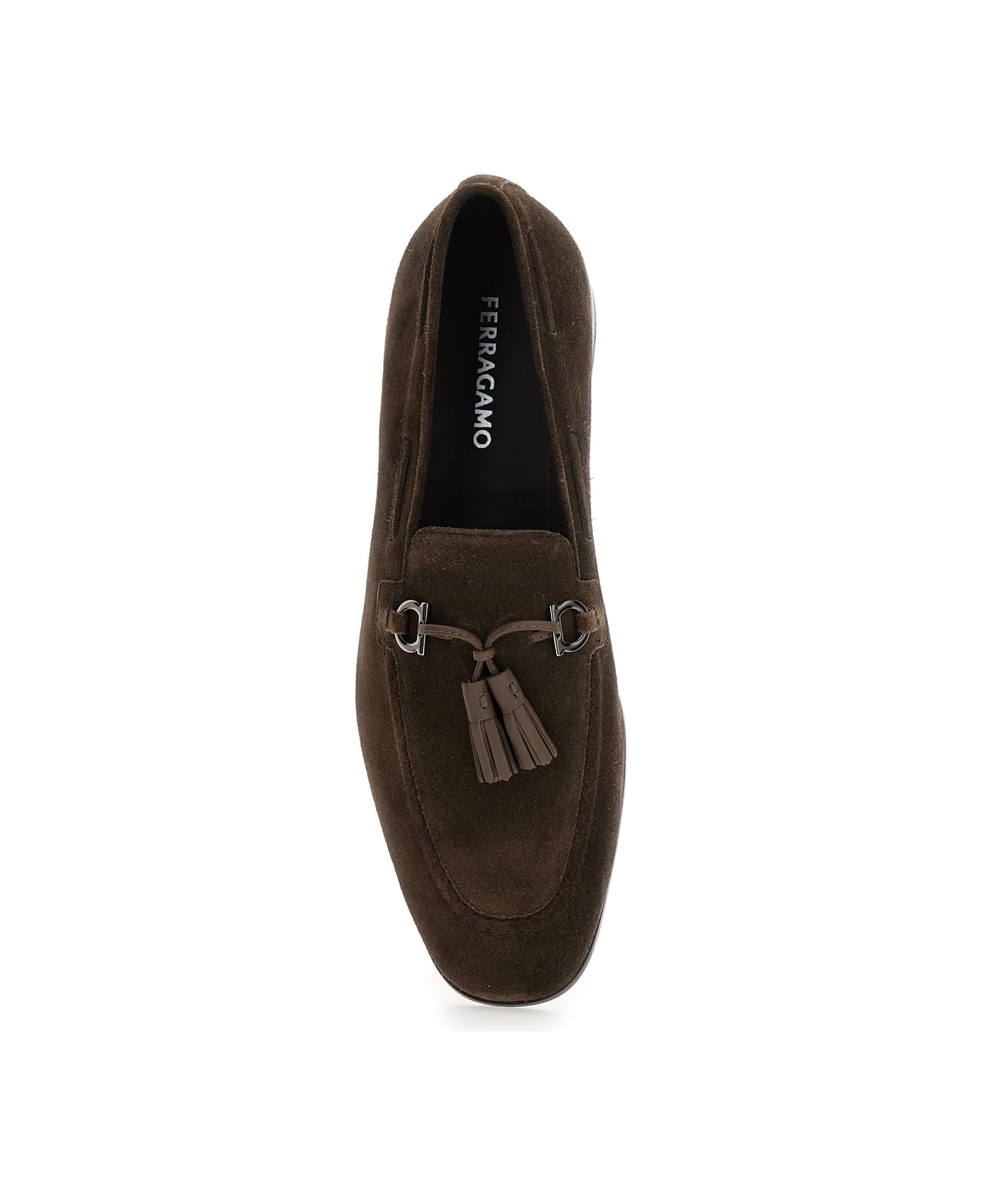 Ferragamo 
besile2
 Brown Loafers With Gancini And Cord Detail In Suede Man - Brown