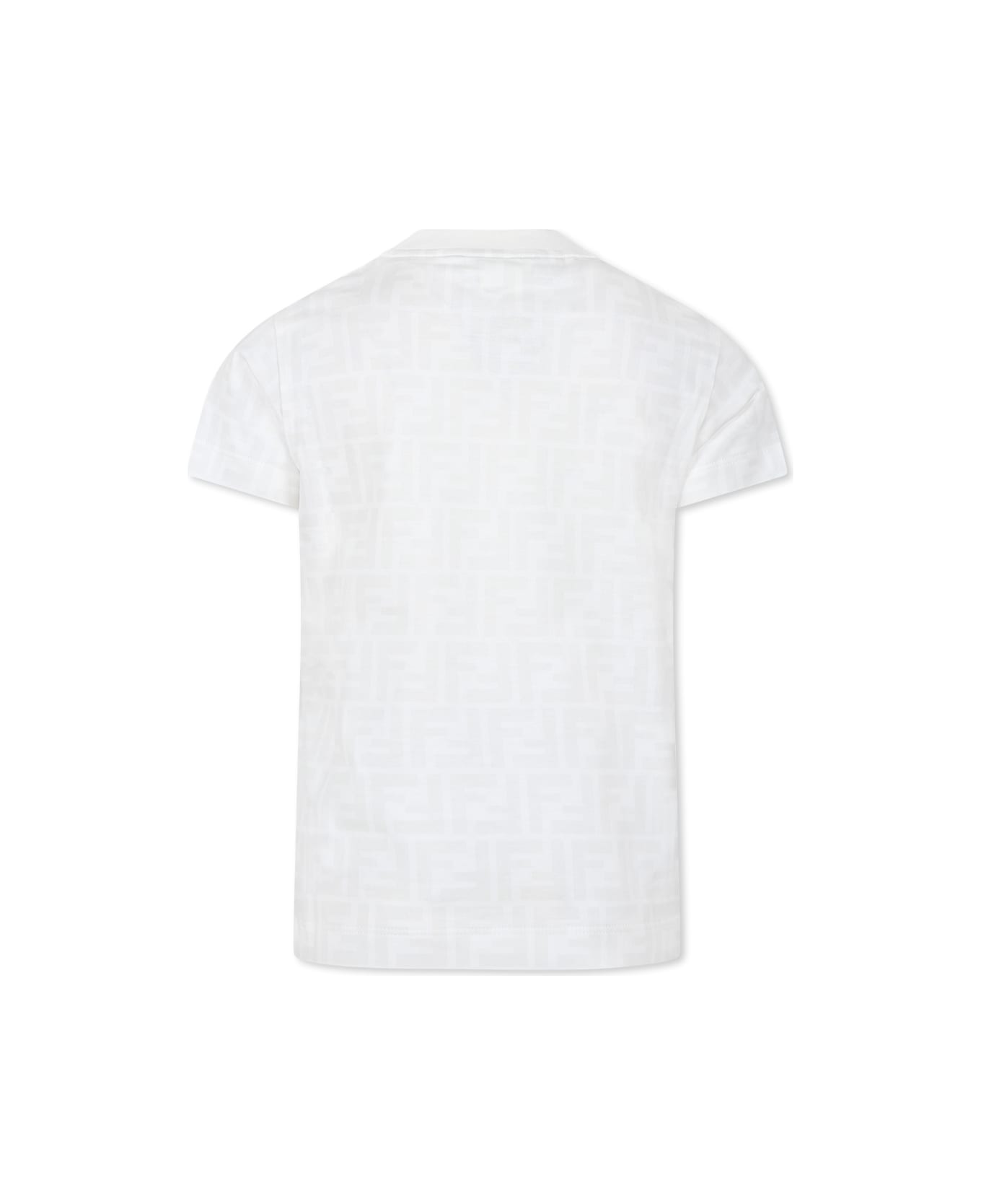 Fendi White T- Shirt For Boy With Ff - Bianco